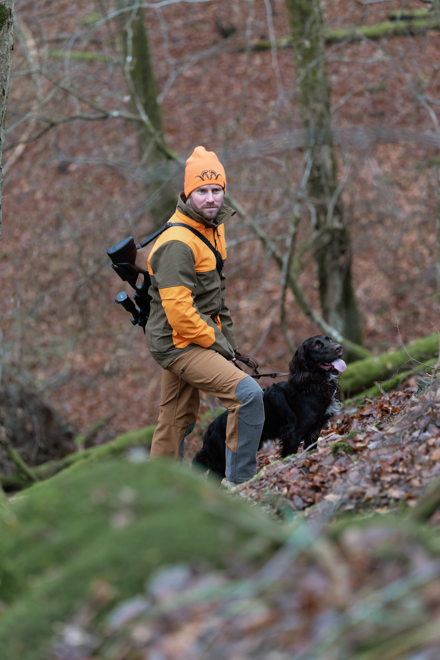 Blaser Tackle Softshelljacke (dunkel oliv/blaze orange)
