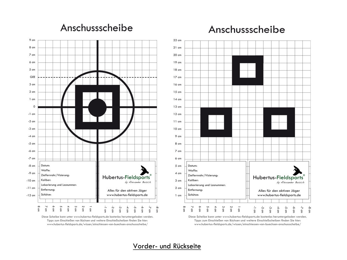 Anschussscheibe (Normal und Benchrest) Anschussscheibe (Normal und Benchrest)
