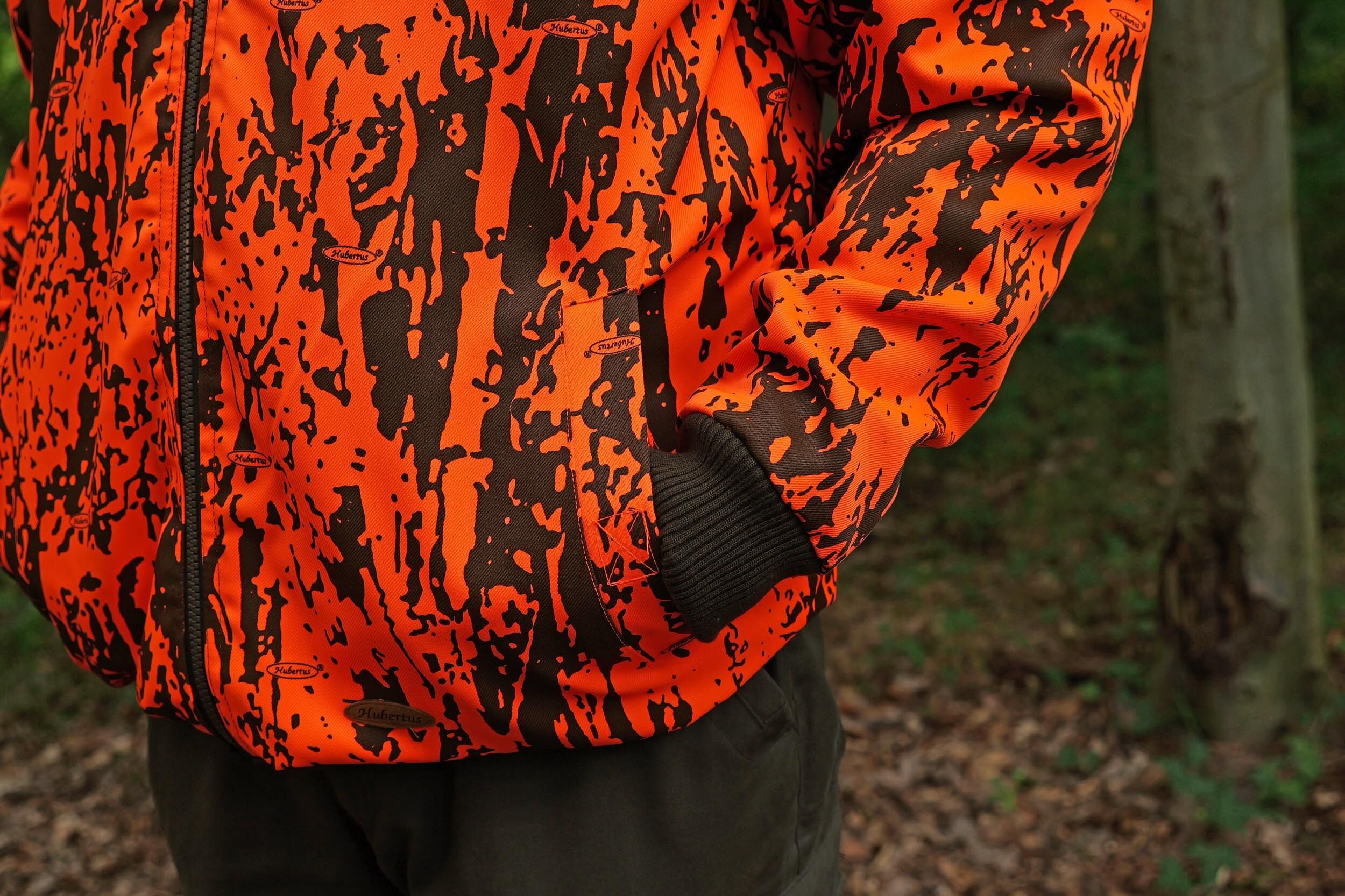 Hubertus Warn-Wendejacke Fleece Drückjagd (orange/oliv)