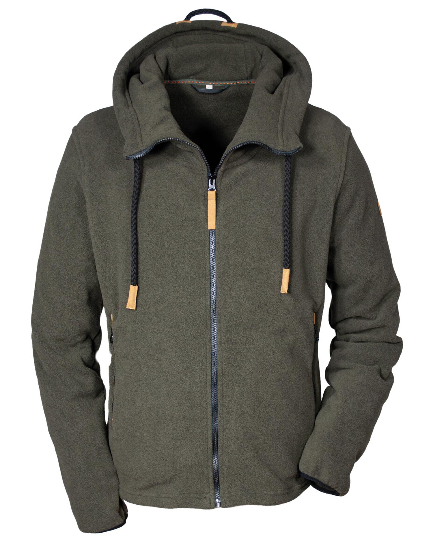 Hubertus Fleece-Hoody mit Reißverschluss (oliv/braun)