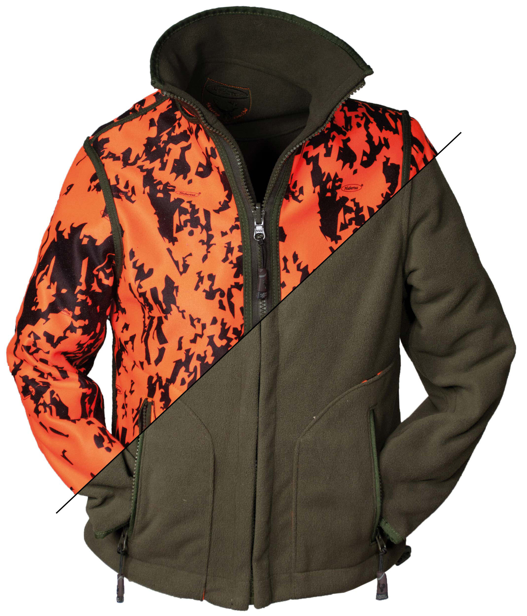 Hubertus Warn-Wendefleecejacke Pirsch Kinder (oliv/orange) Hubertus Warn-Wendefleecejacke Pirsch Kinder (oliv/orange)