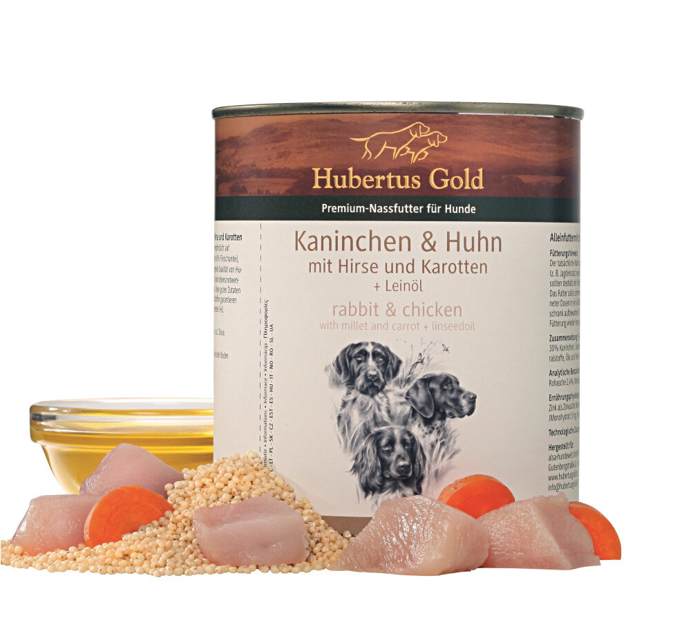 Hubertus Gold Nassfutter Kaninchen und Huhn (6 Dosen)