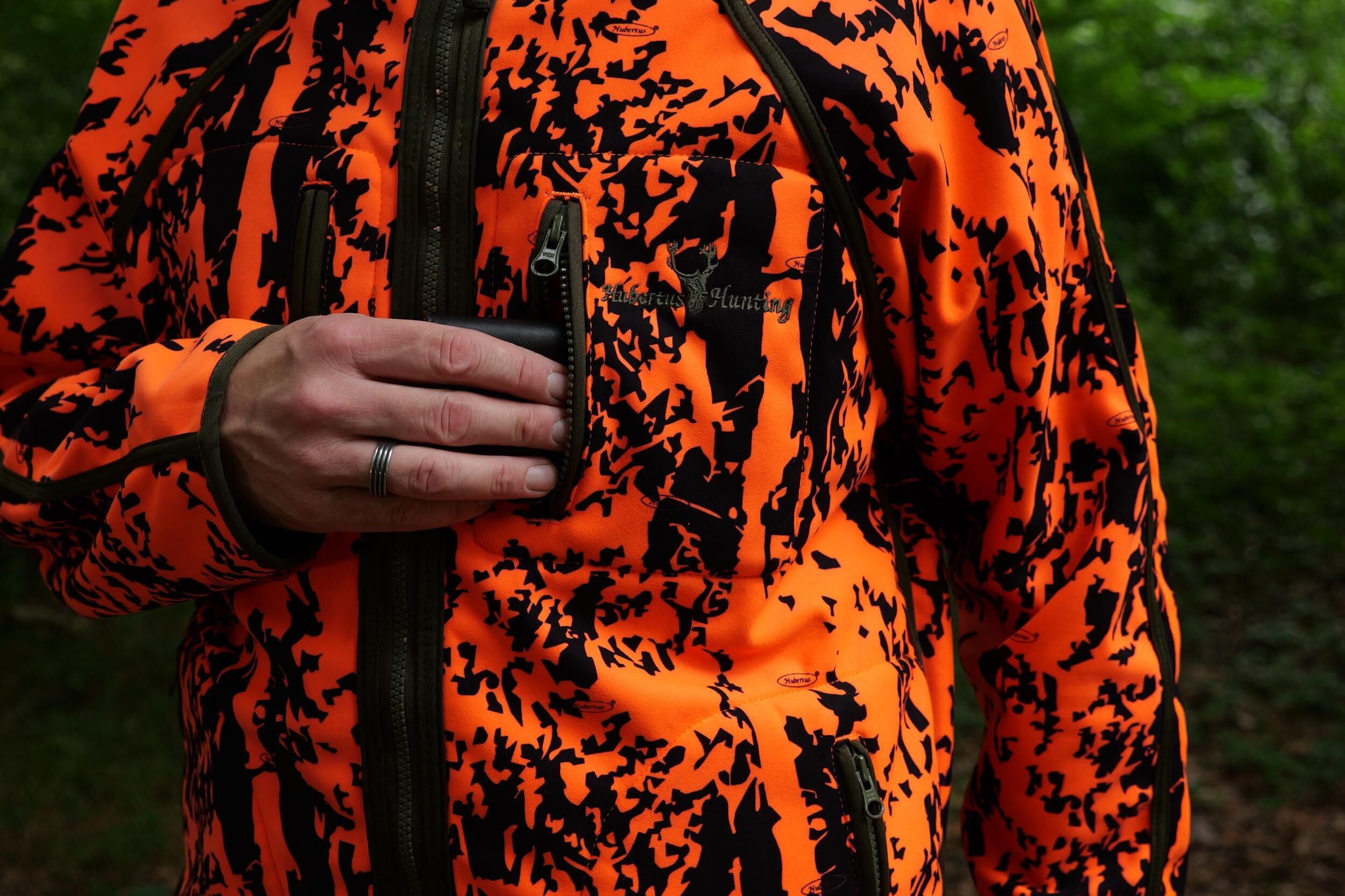 Hubertus Warn-Wende-Fleecejacke Pirsch Camo (oliv/orange)