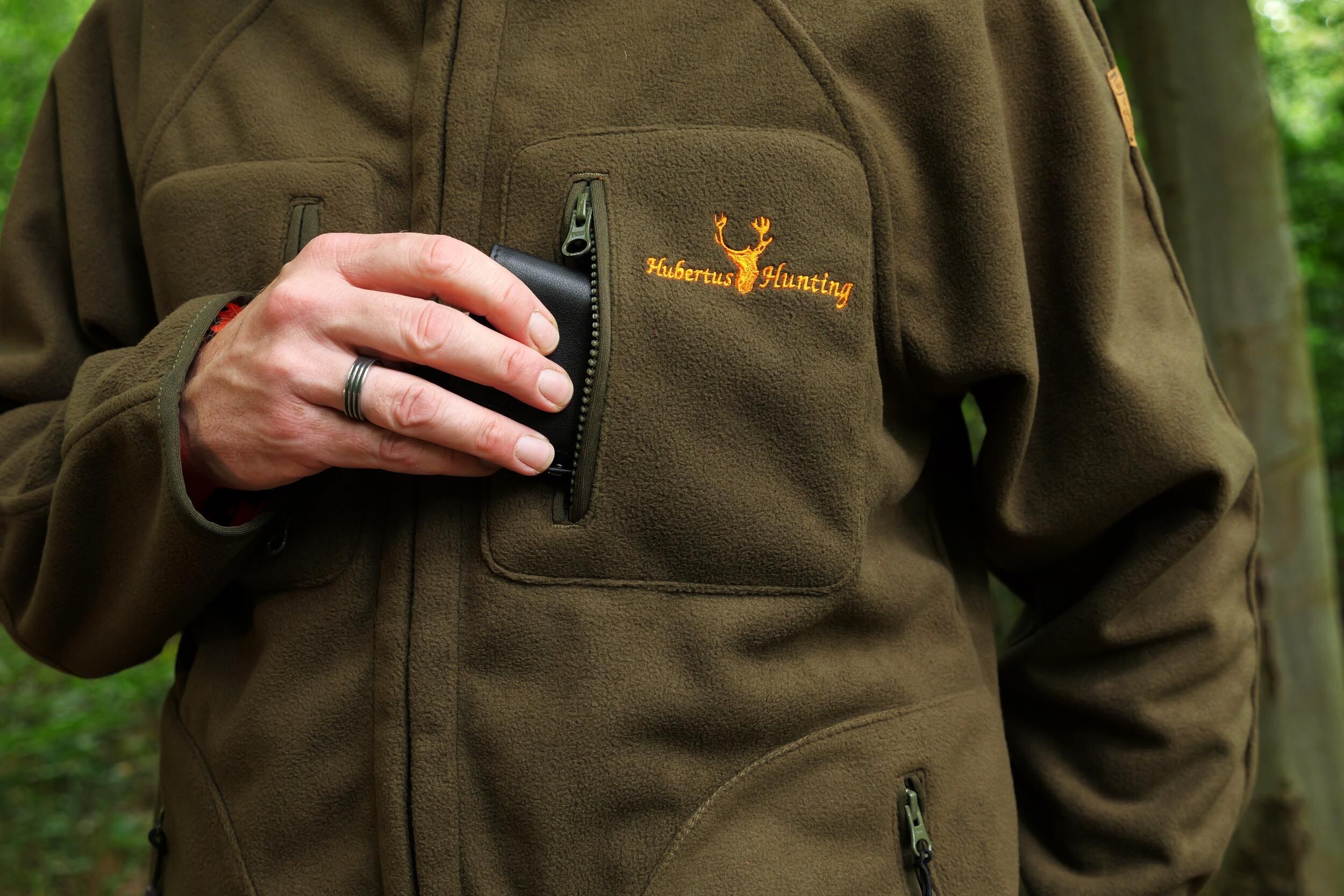 Hubertus Warn-Wende-Fleecejacke Pirsch Camo (oliv/orange)