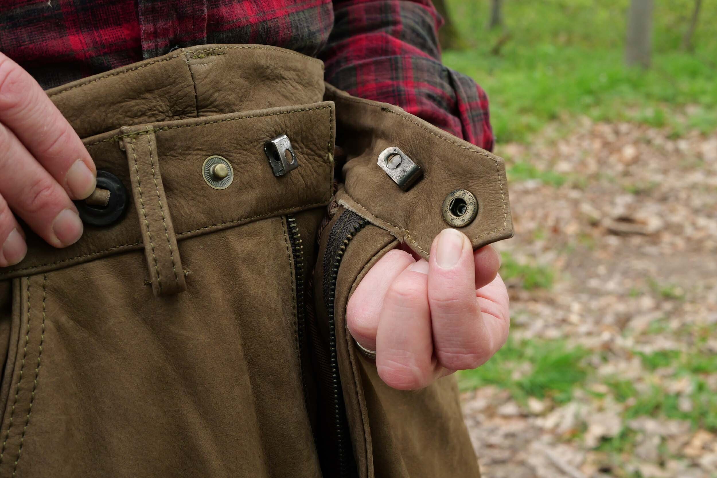 Hubertus Jagdhose Leder Trapper (oliv)