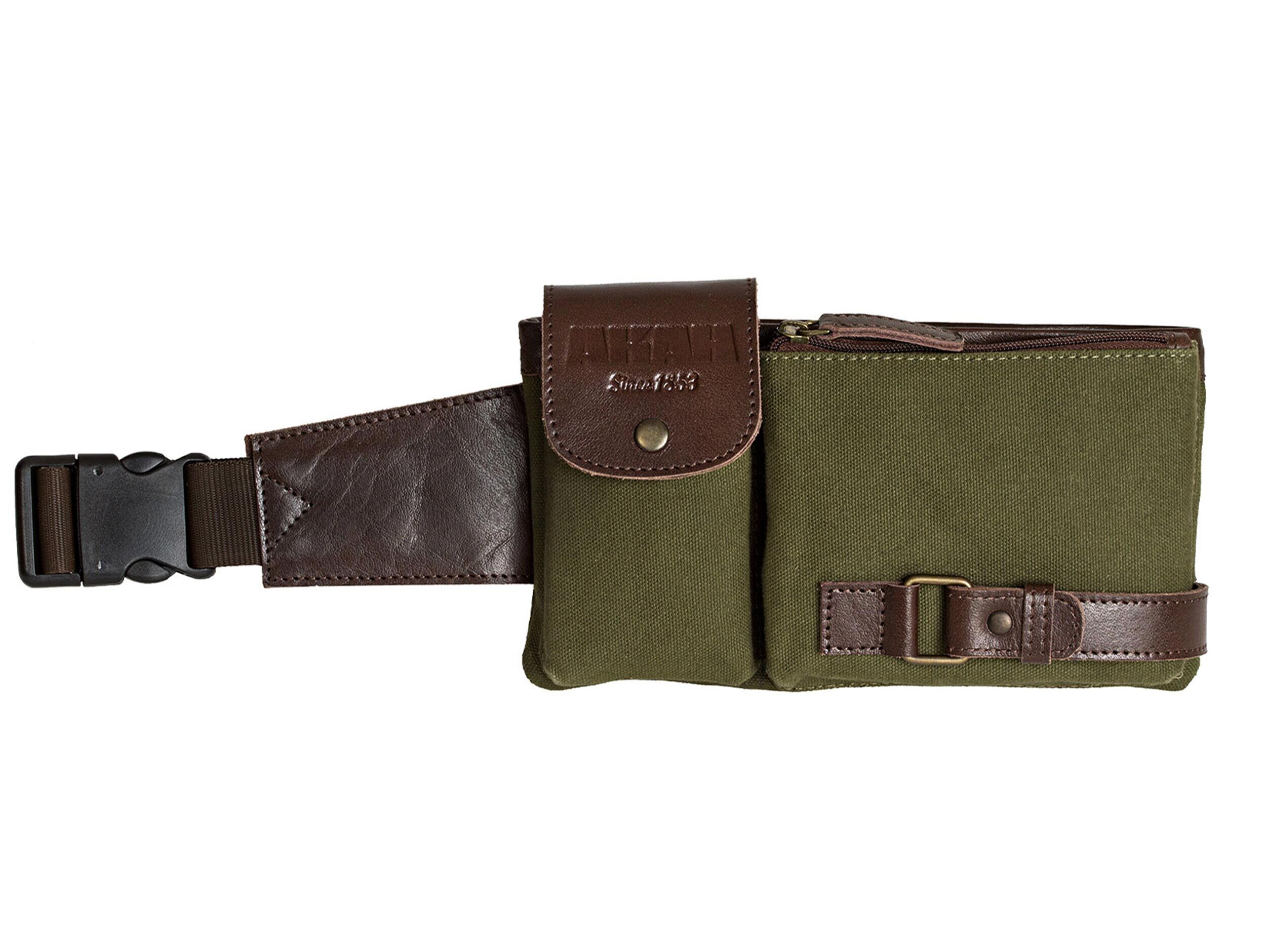 AKAH Bauchtasche Büffelleder Canvas