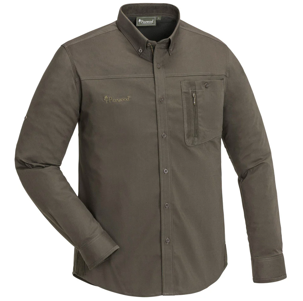 Pinewood Tiveden TC-Stretch Hemd Insect-Stop (Darkolive/Suede Brown) Pinewood Tiveden TC-Stretch Hemd Insect-Stop (Darkolive/Suede Brown)