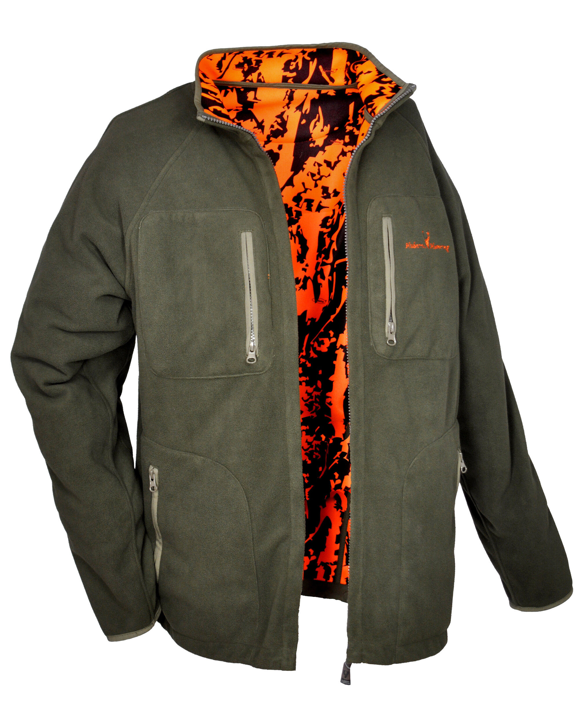Hubertus Warn-Wende-Fleecejacke Pirsch Camo (oliv/orange)