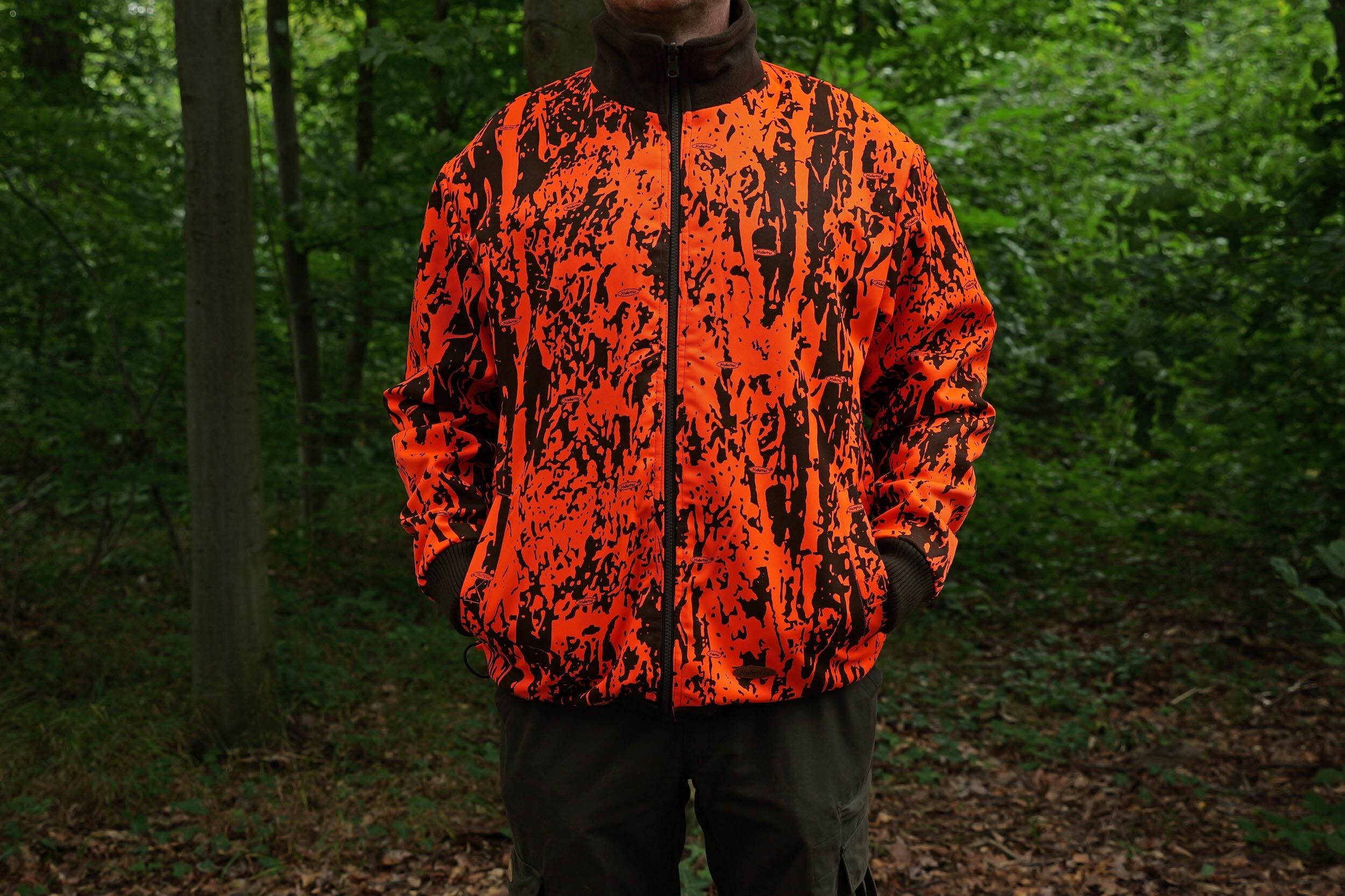 Hubertus Warn-Wendejacke Fleece Drückjagd (orange/oliv)