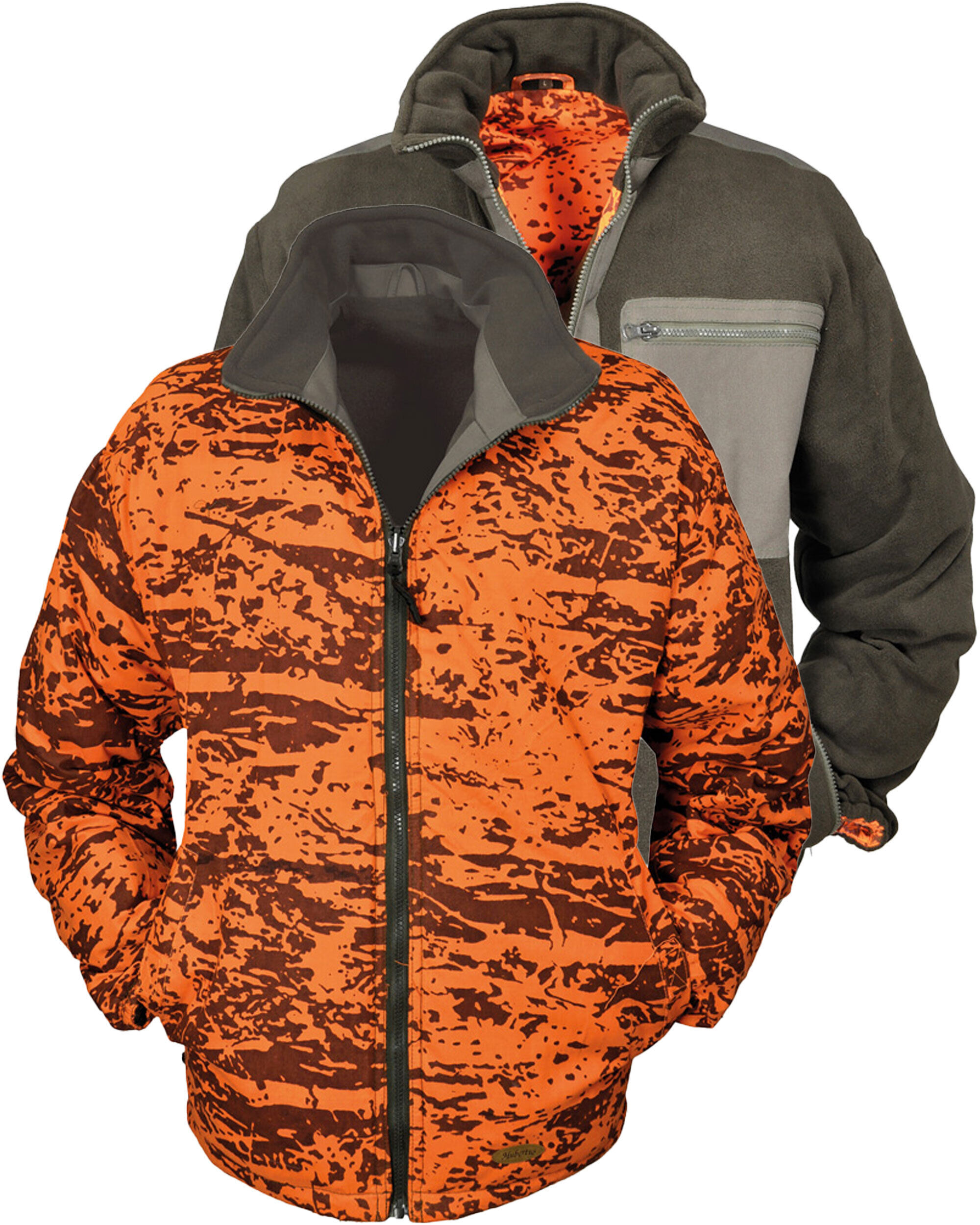 Hubertus Warn-Wendejacke Fleece Drückjagd (orange/oliv)