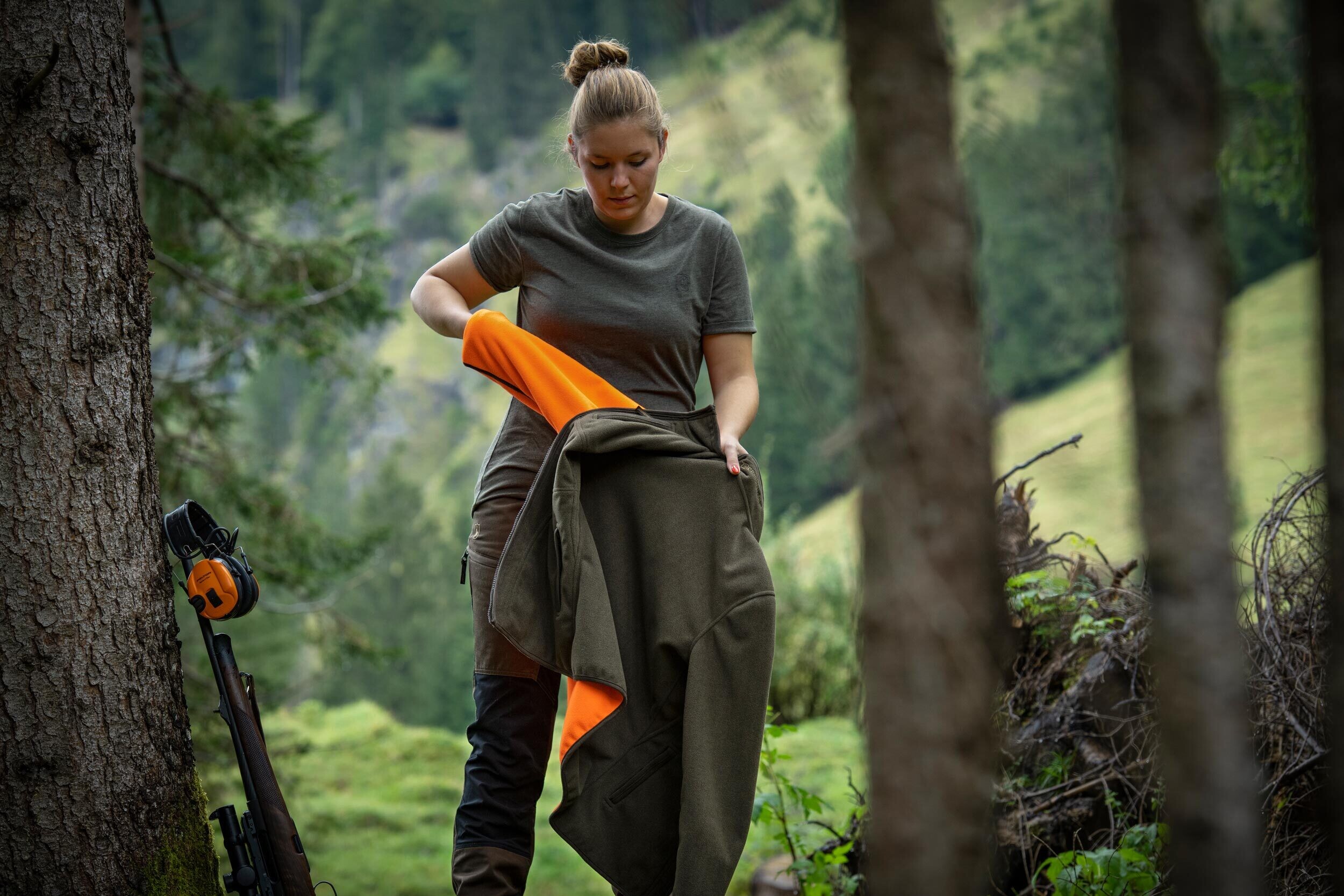 Deerhunter Lady Pam Wende-Fleecejacke (Orange/Grün)