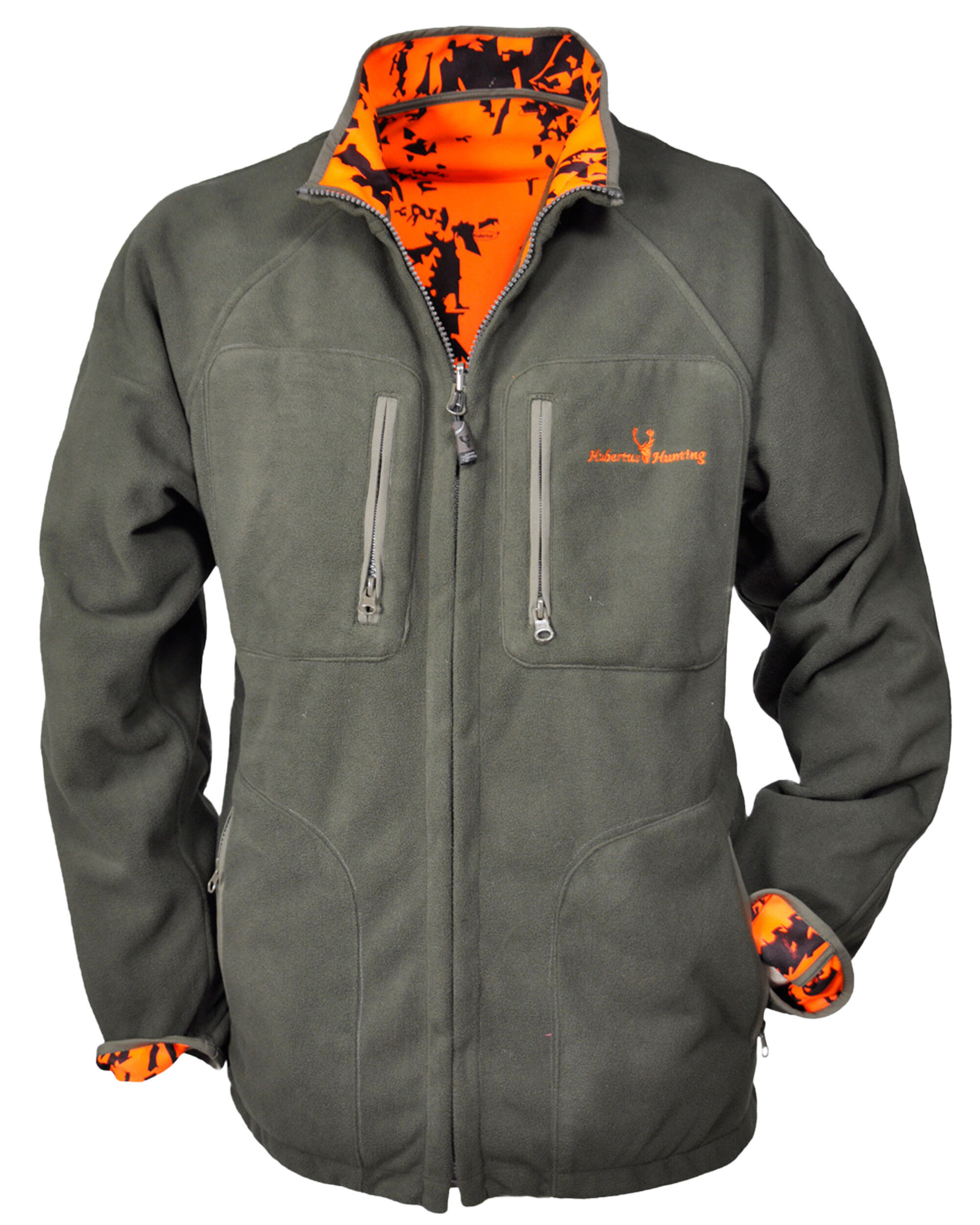 Hubertus Warn-Wende-Fleecejacke Pirsch Camo (oliv/orange)