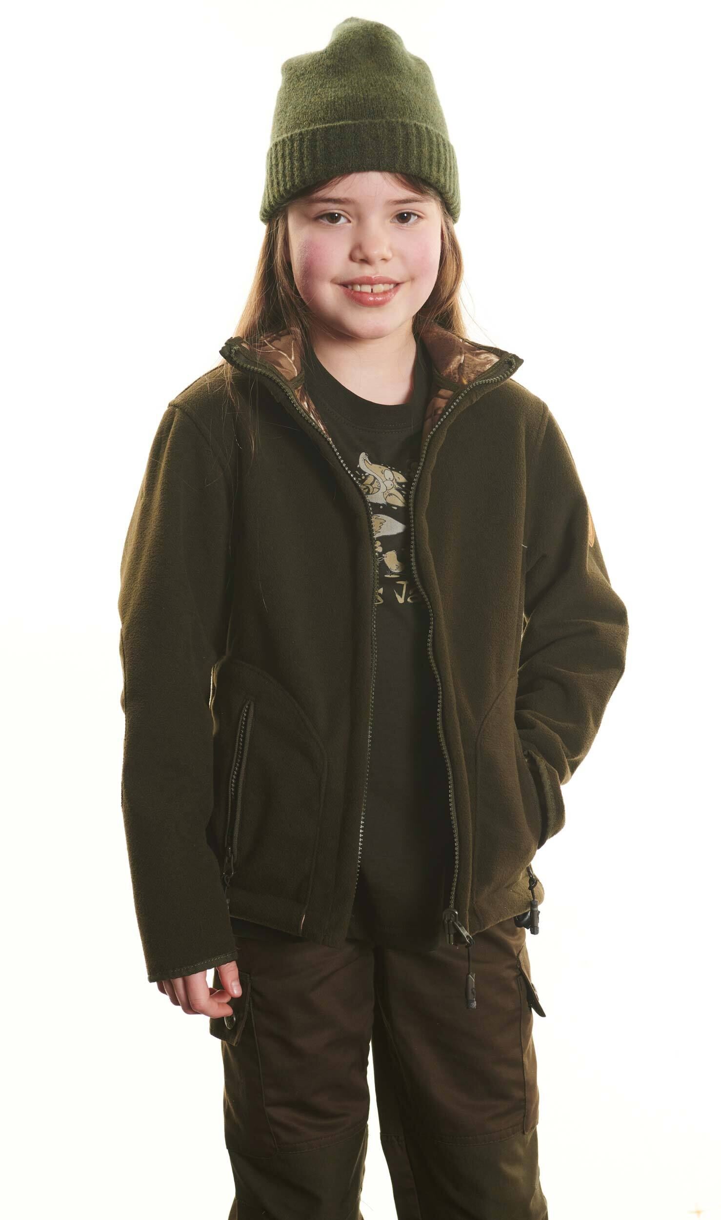 Hubertus Warn-Wendefleecejacke Pirsch Kinder (oliv/camo)