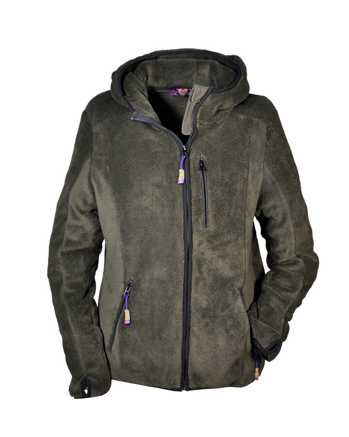 Hubertus Damen Coral Fleecejacke Pirin mit Kapuze (dkl.-oliv)
