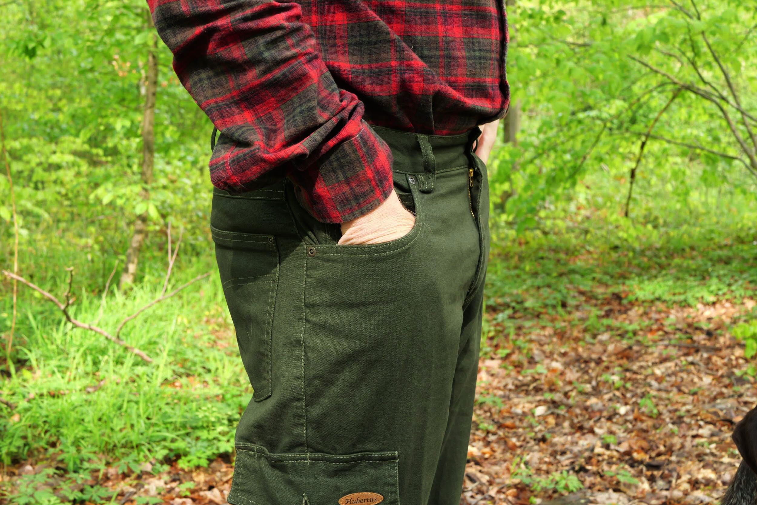 Hubertus Stretch Jagdjeans mit Beintasche (grün)
