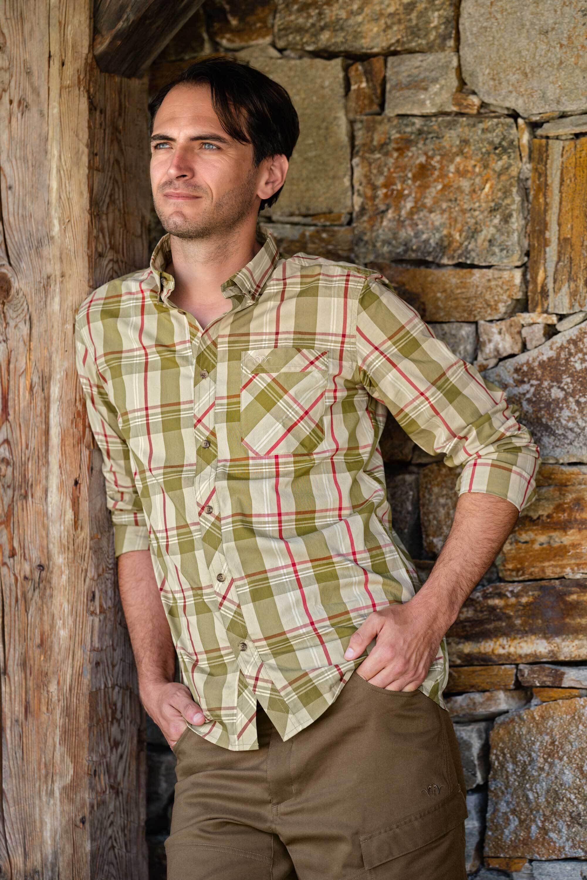 Blaser Stretch-Hemd Harald (oliv/beige)