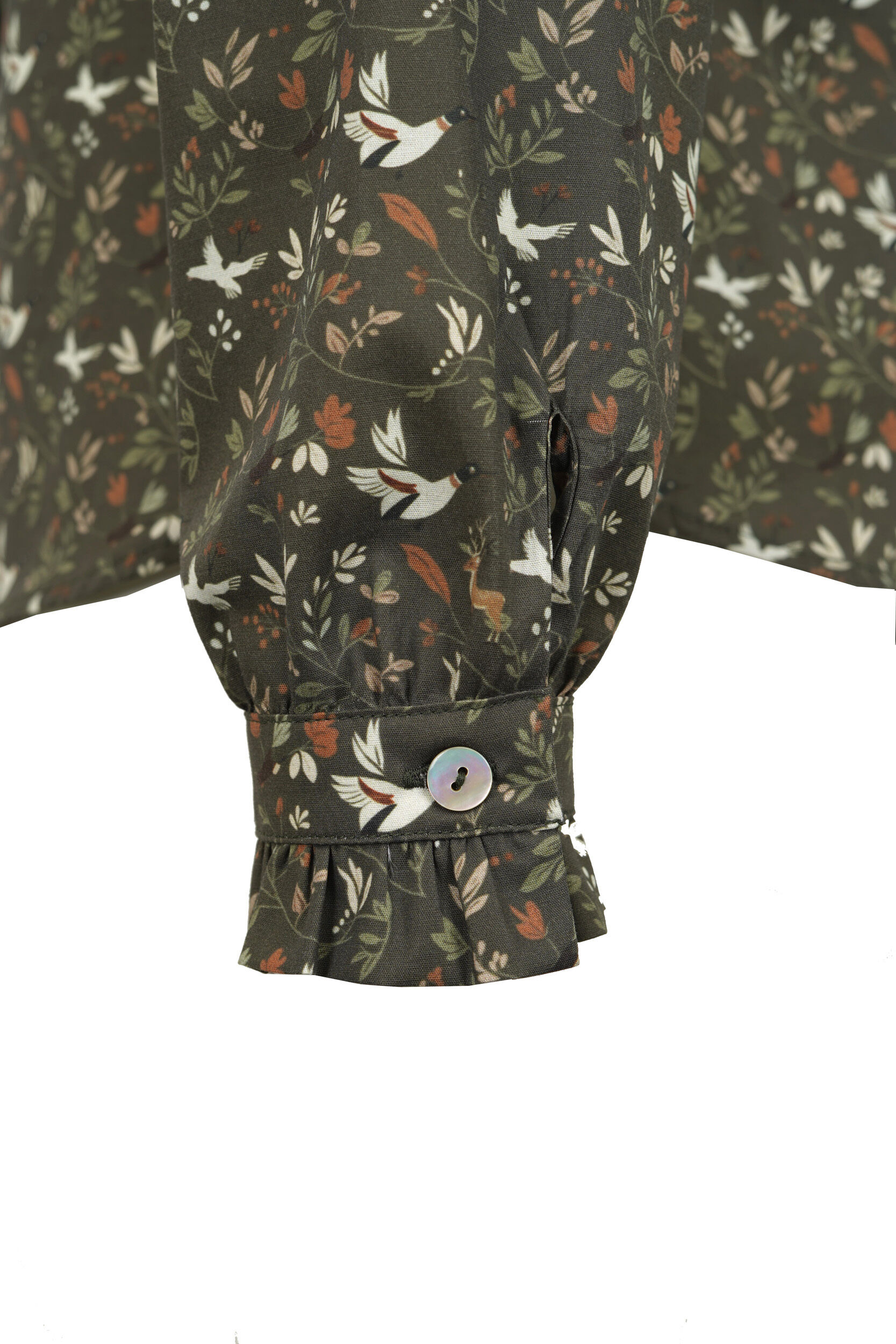 Jagdhund Rüschenbluse Klara (oliv)
