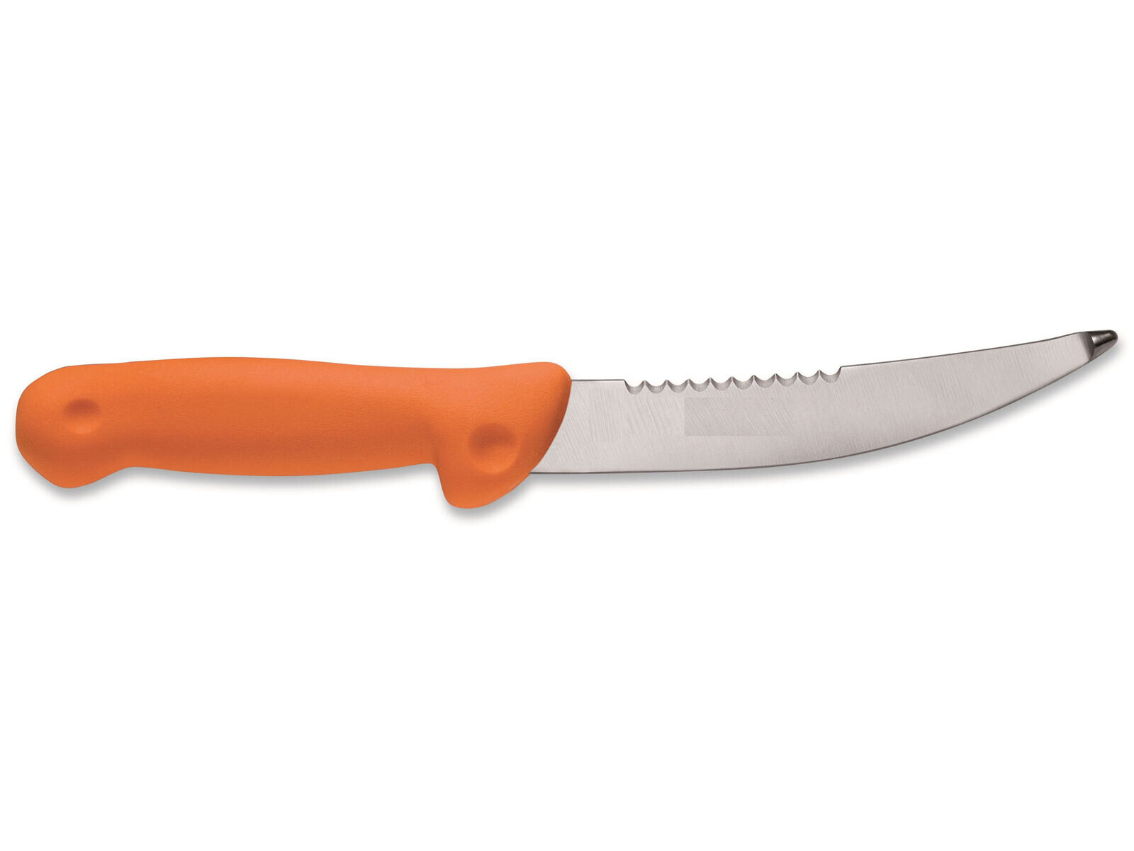 Dick Aufbrechmesser mit Anschnittwelle und Messerscheide (orange) Dick Aufbrechmesser mit Anschnittwelle und Messerscheide (orange)
