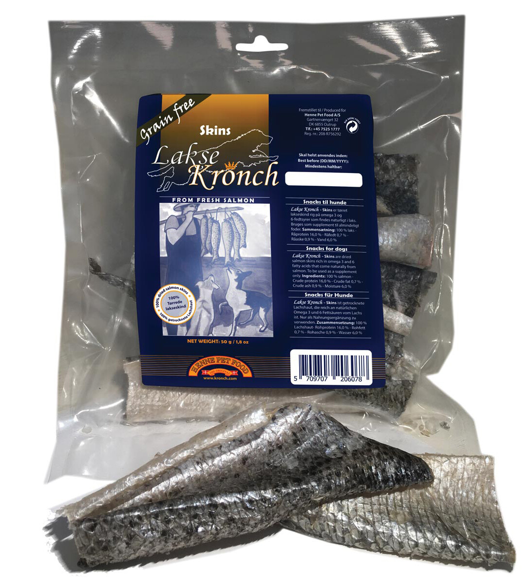 Kronch 100 % Lachshaut-Leckerlis (50 g)