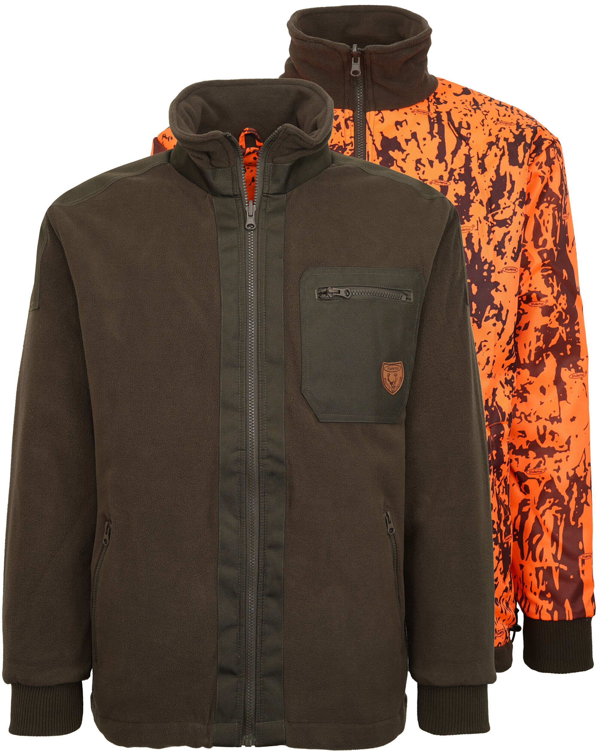 Hubertus Warn-Wendejacke Fleece Drückjagd (orange/oliv)