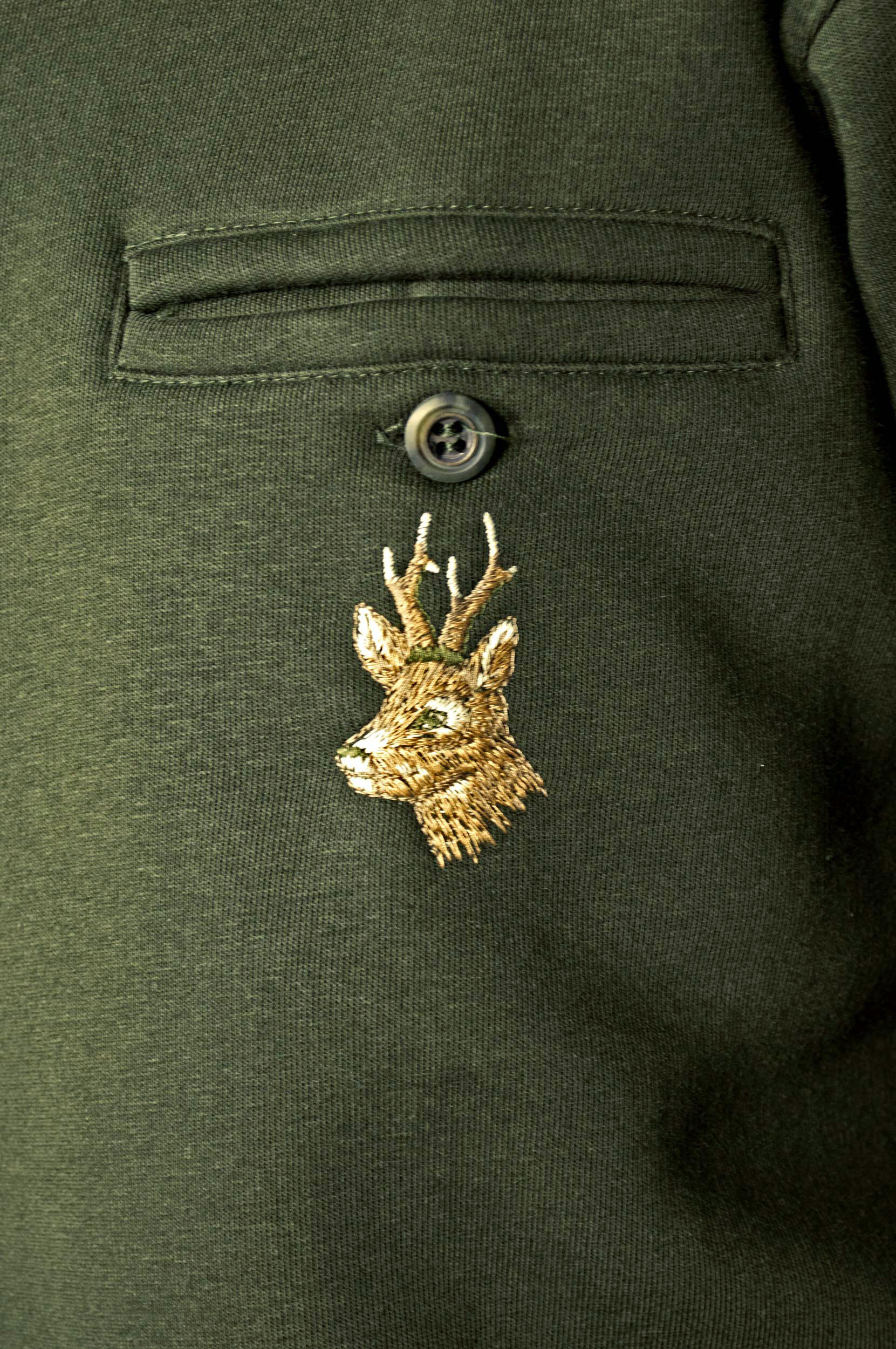 Hubertus Sweatshirt Rehbock Polokragen (oliv)