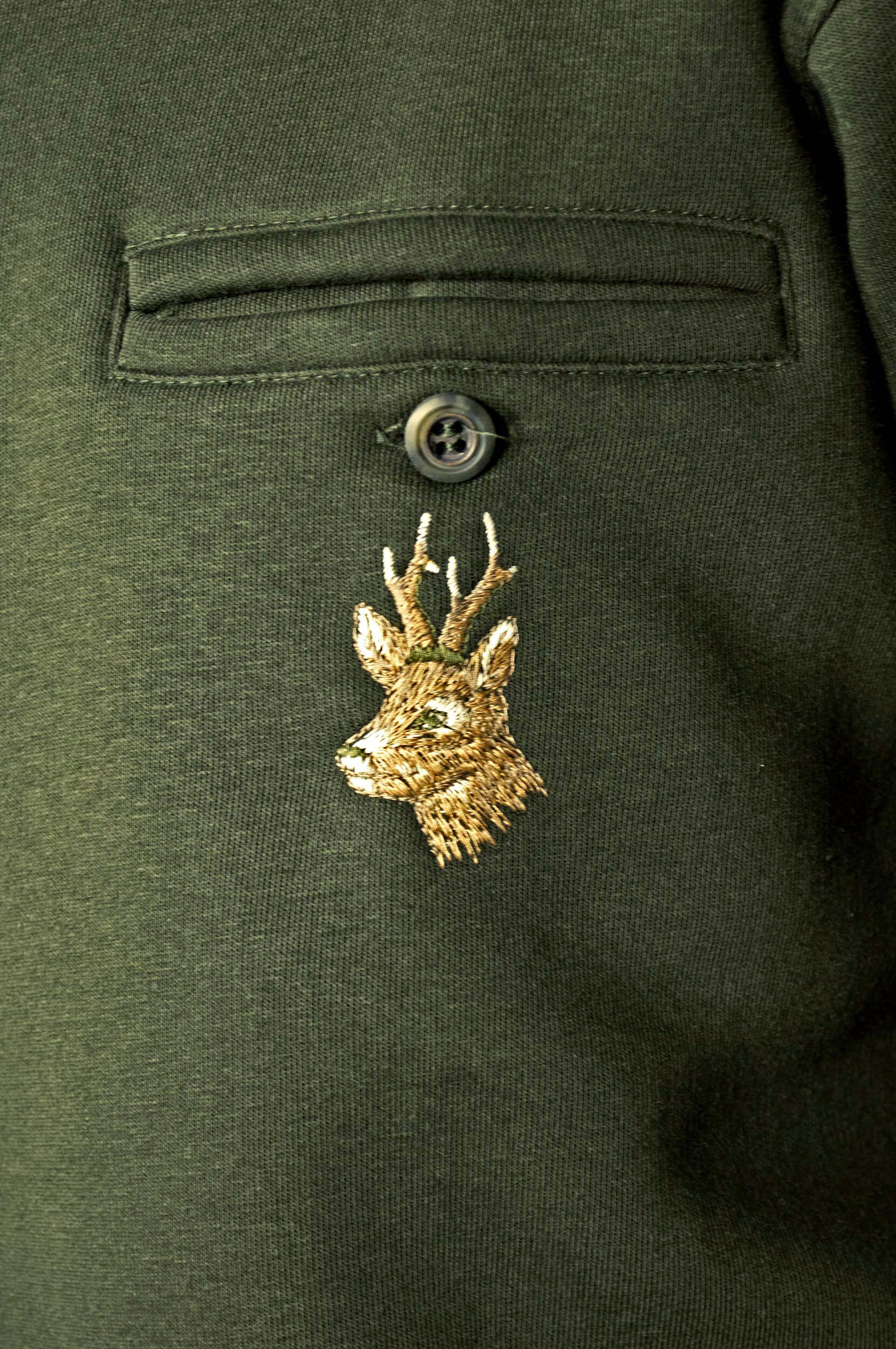 Hubertus Sweatshirt Rehbock Polokragen (oliv) Hubertus Sweatshirt Rehbock Polokragen (oliv)