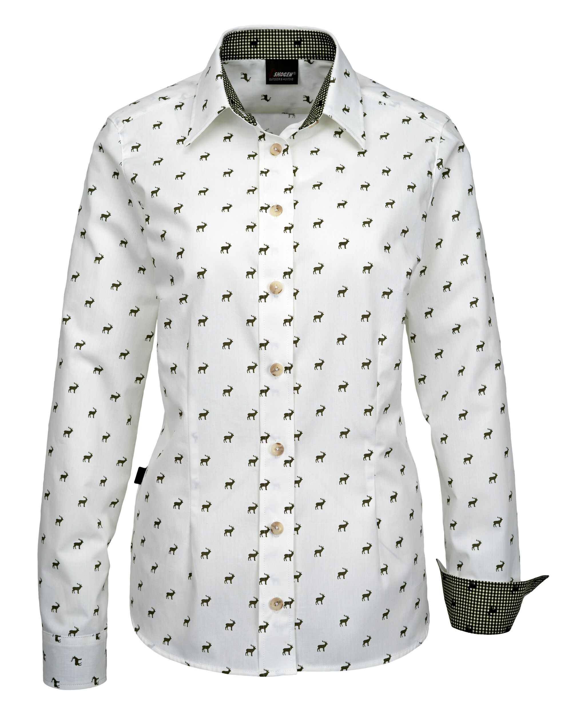 Skogen Jagdbluse Hirschmotiv (weiß)