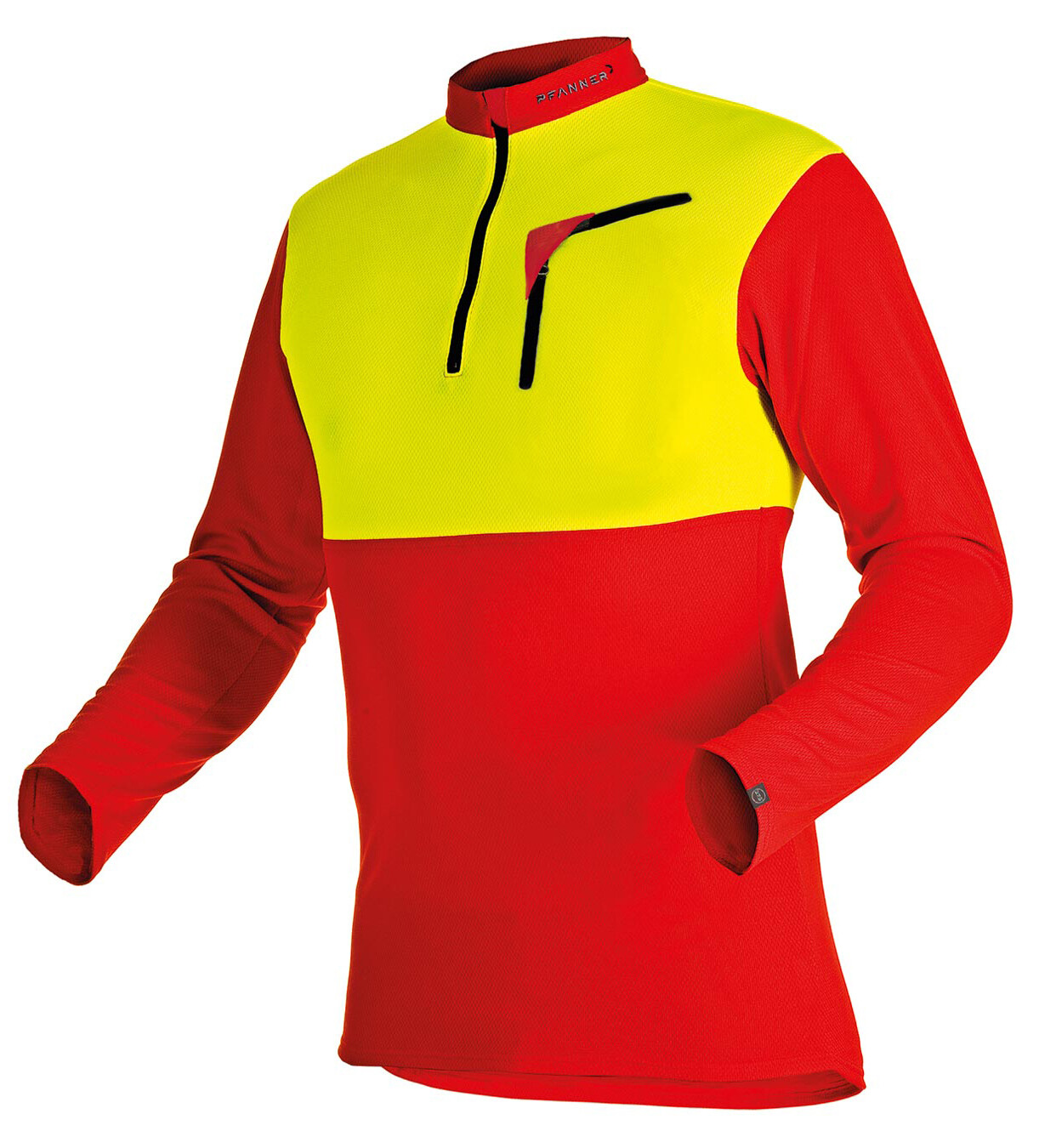 Pfanner Zipp-Neck Funktionsshirt (rot/neongelb)