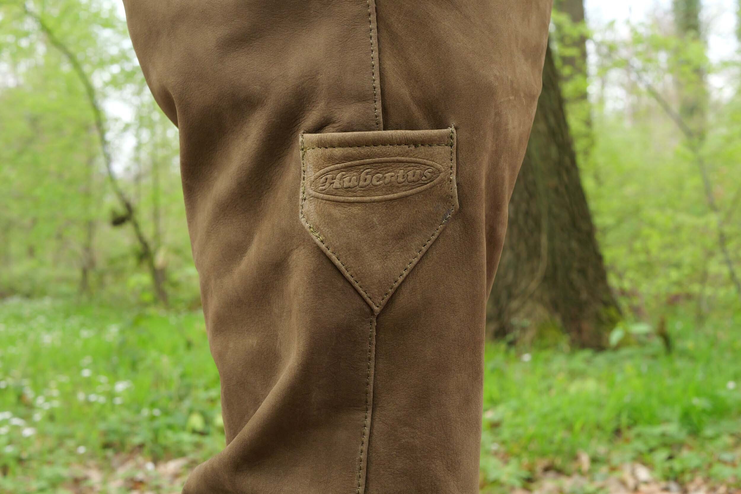 Hubertus Jagdhose Leder Trapper (oliv)