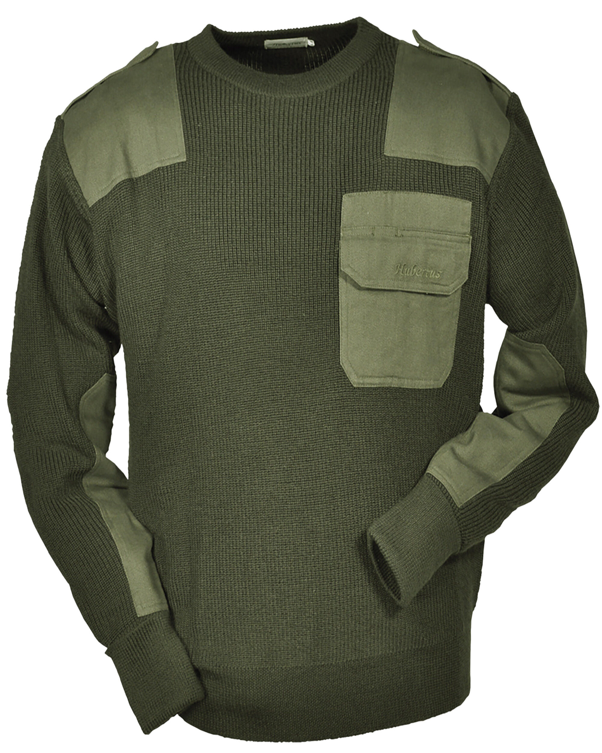 Hubertus Jagdpullover mit Besätzen (oliv)