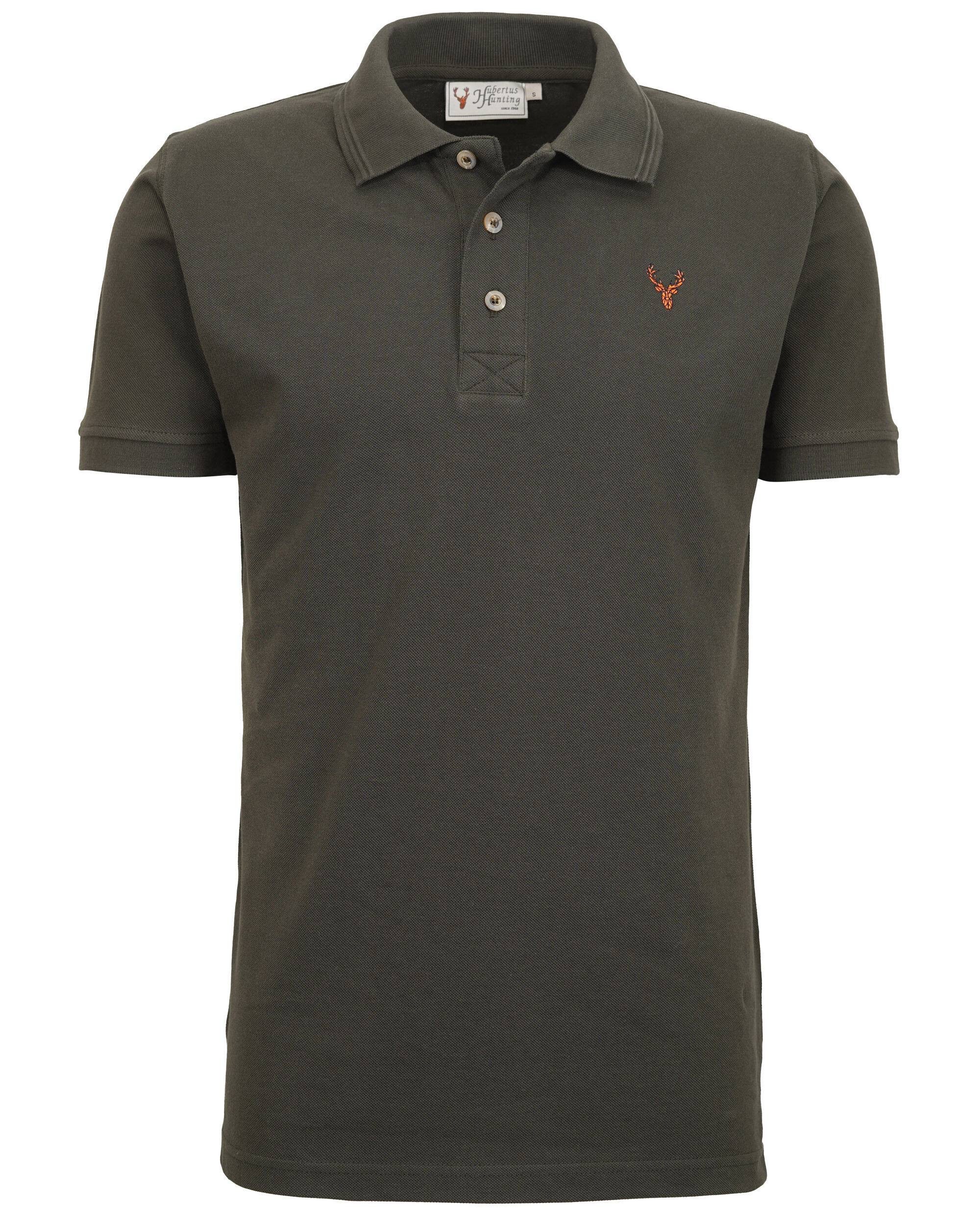 Hubertus Poloshirt mit Hirschemblem (oliv)