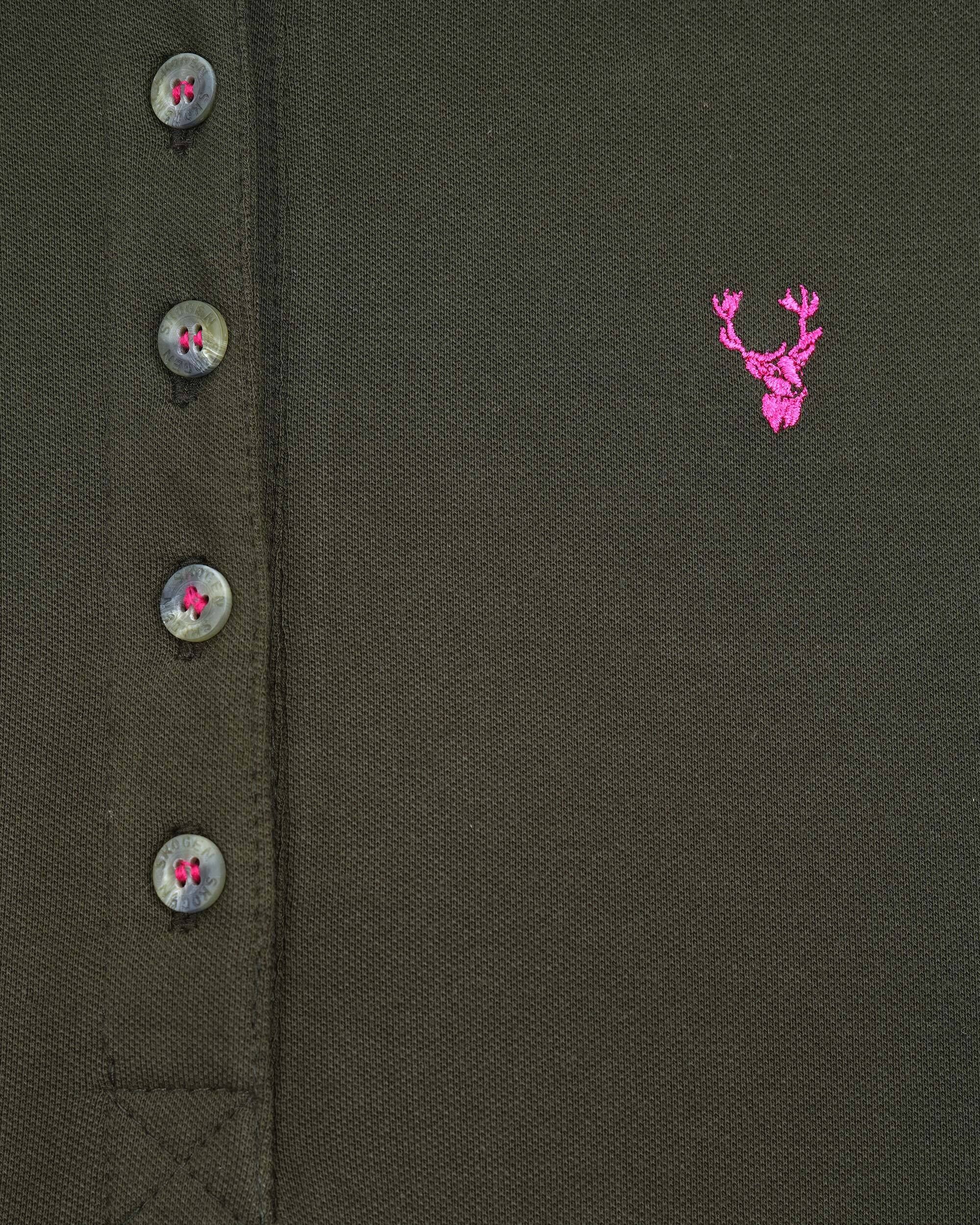 Hubertus Damen-Piqueshirt Kurzarm (oliv/pink)
