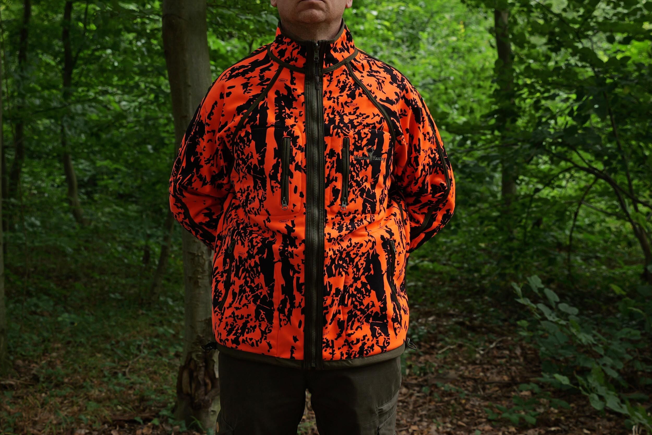 Hubertus Warn-Wende-Fleecejacke Pirsch Camo (oliv/orange)