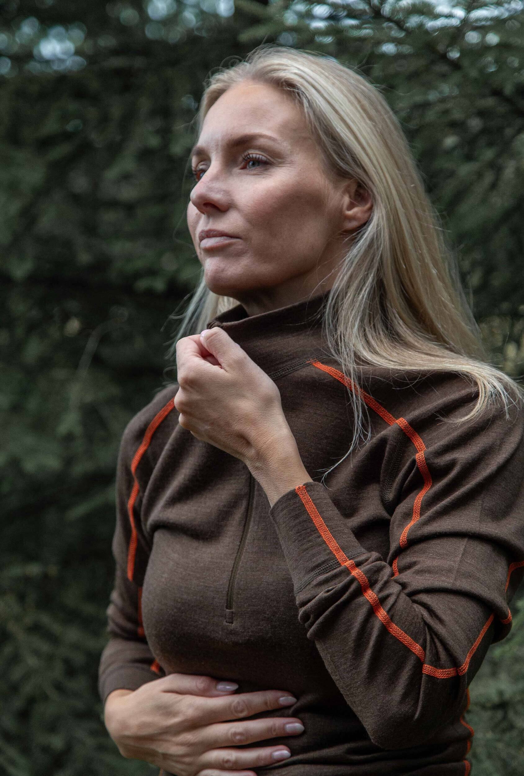 Northern Hunting Asthor Kal Half-Zip Merinoshirt langarm (Brown) Northern Hunting Asthor Kal Half-Zip Merinoshirt langarm (Brown)