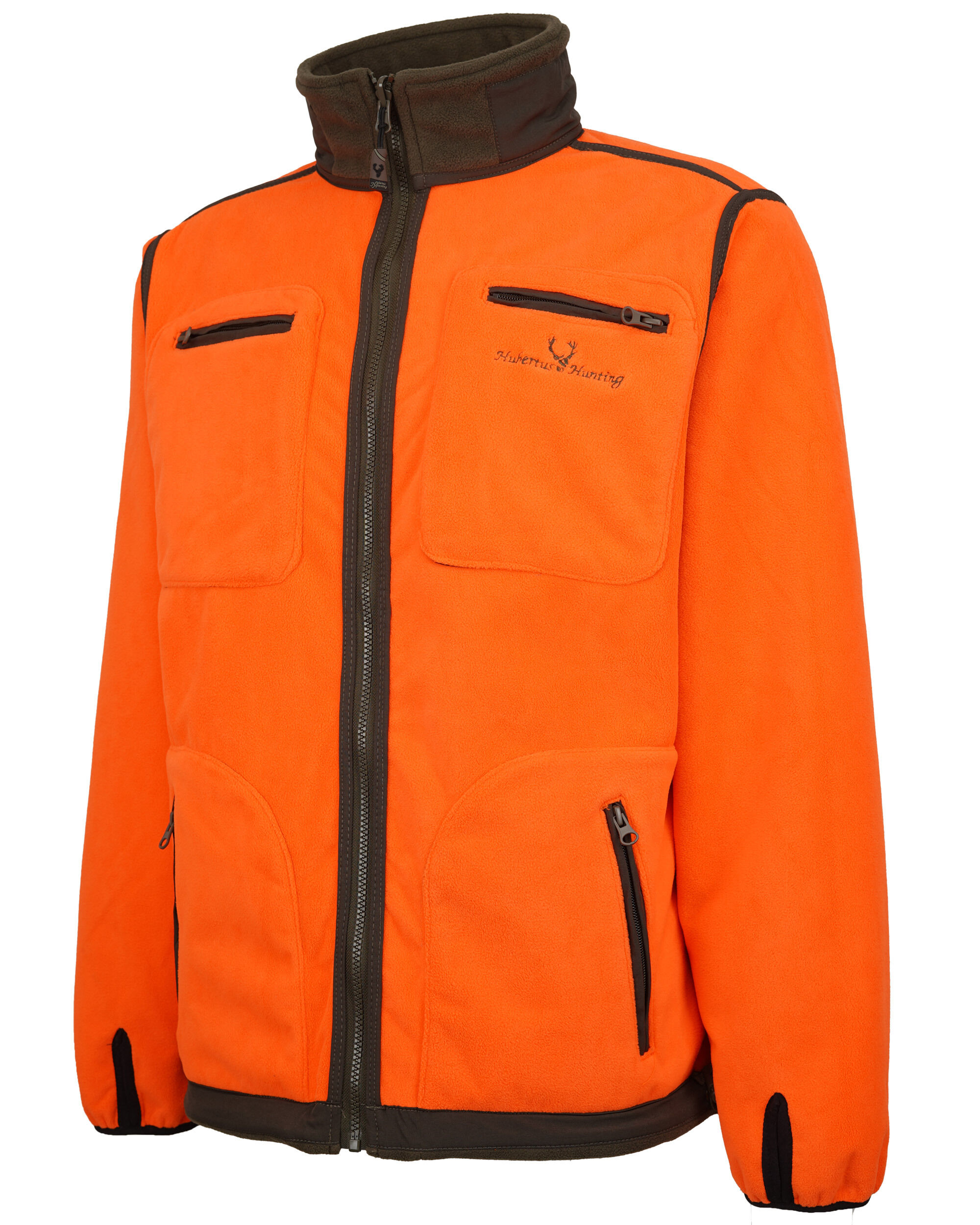 Hubertus Warn-Wende-Fleecejacke Windblocker (orange/oliv)