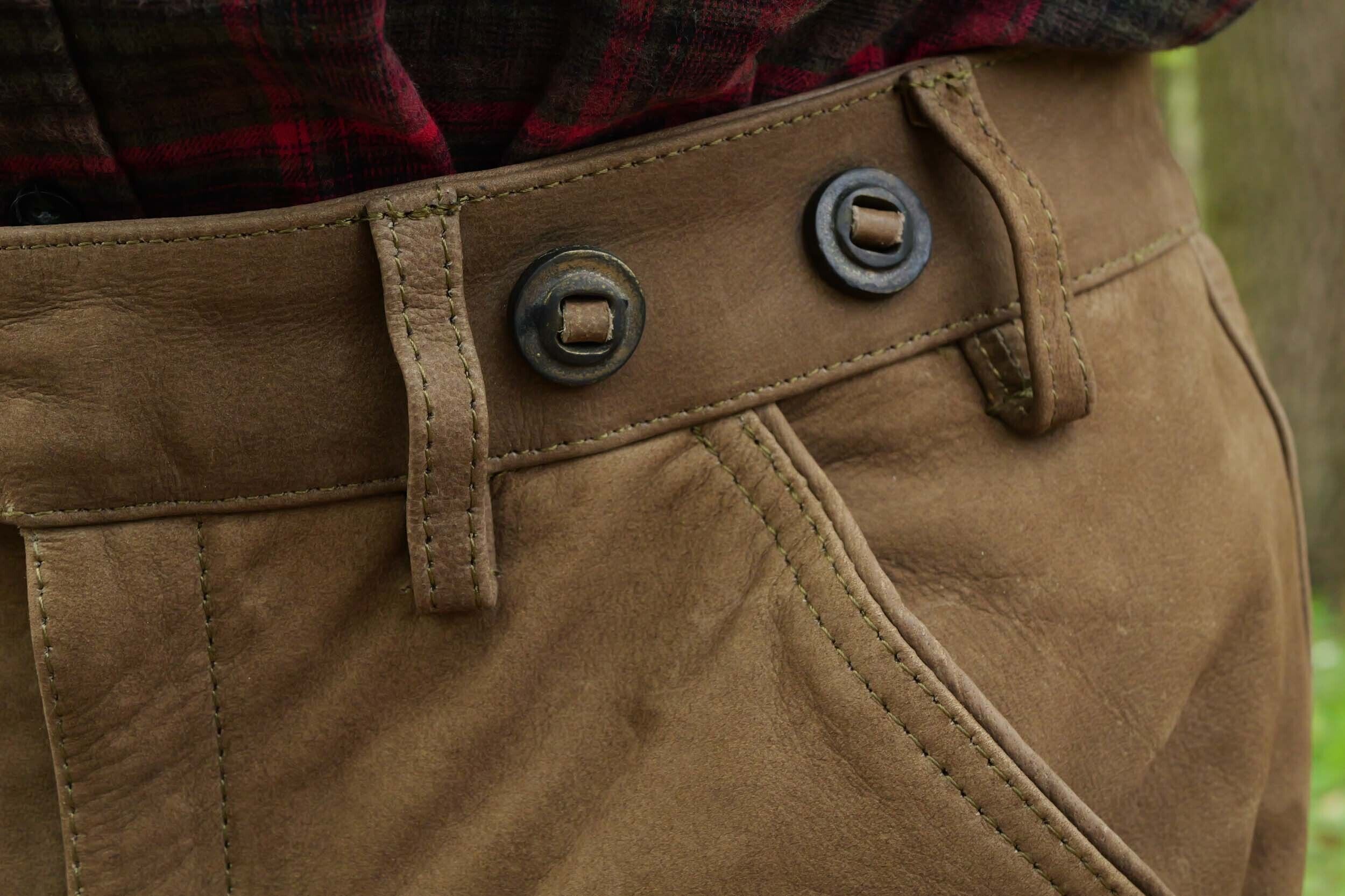 Hubertus Jagdhose Leder Trapper (oliv)