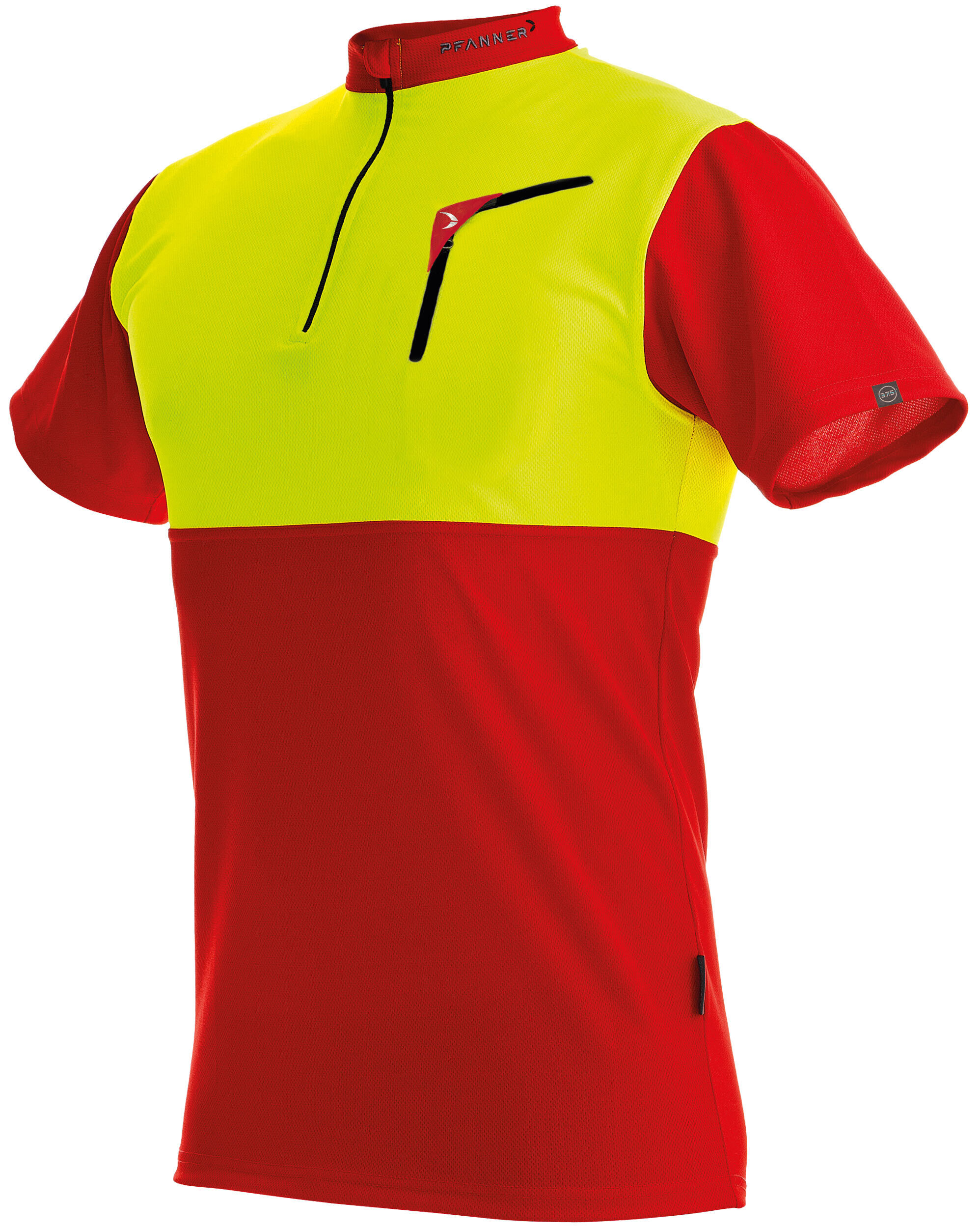 Pfanner Zipp-Neck Kurzarm Shirt (rot-gelb)