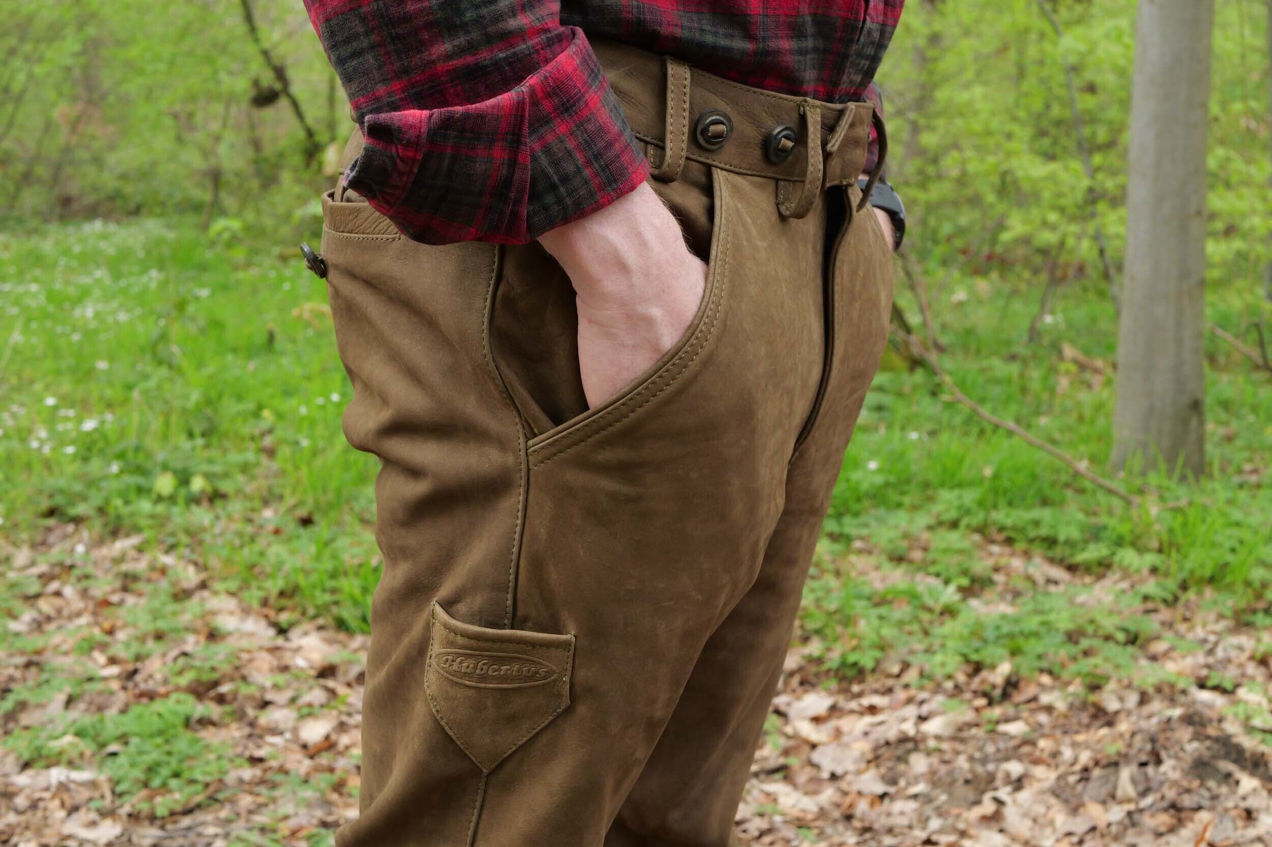 Hubertus Jagdhose Leder Trapper (oliv)