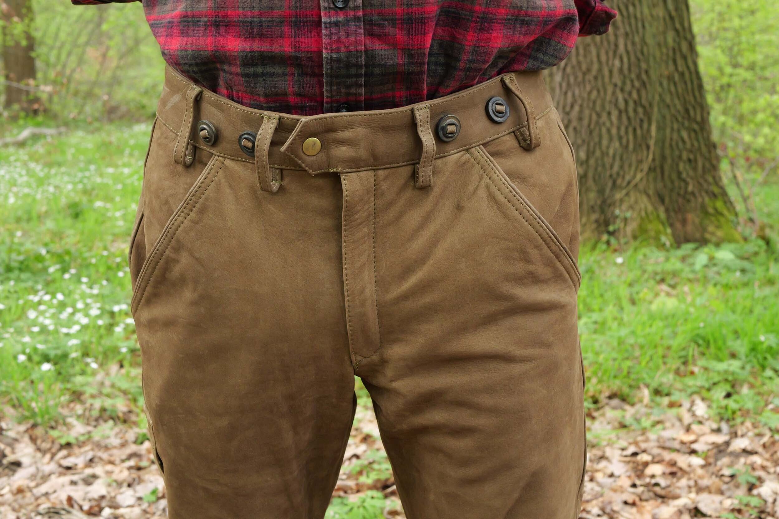 Hubertus Jagdhose Leder Trapper (oliv)