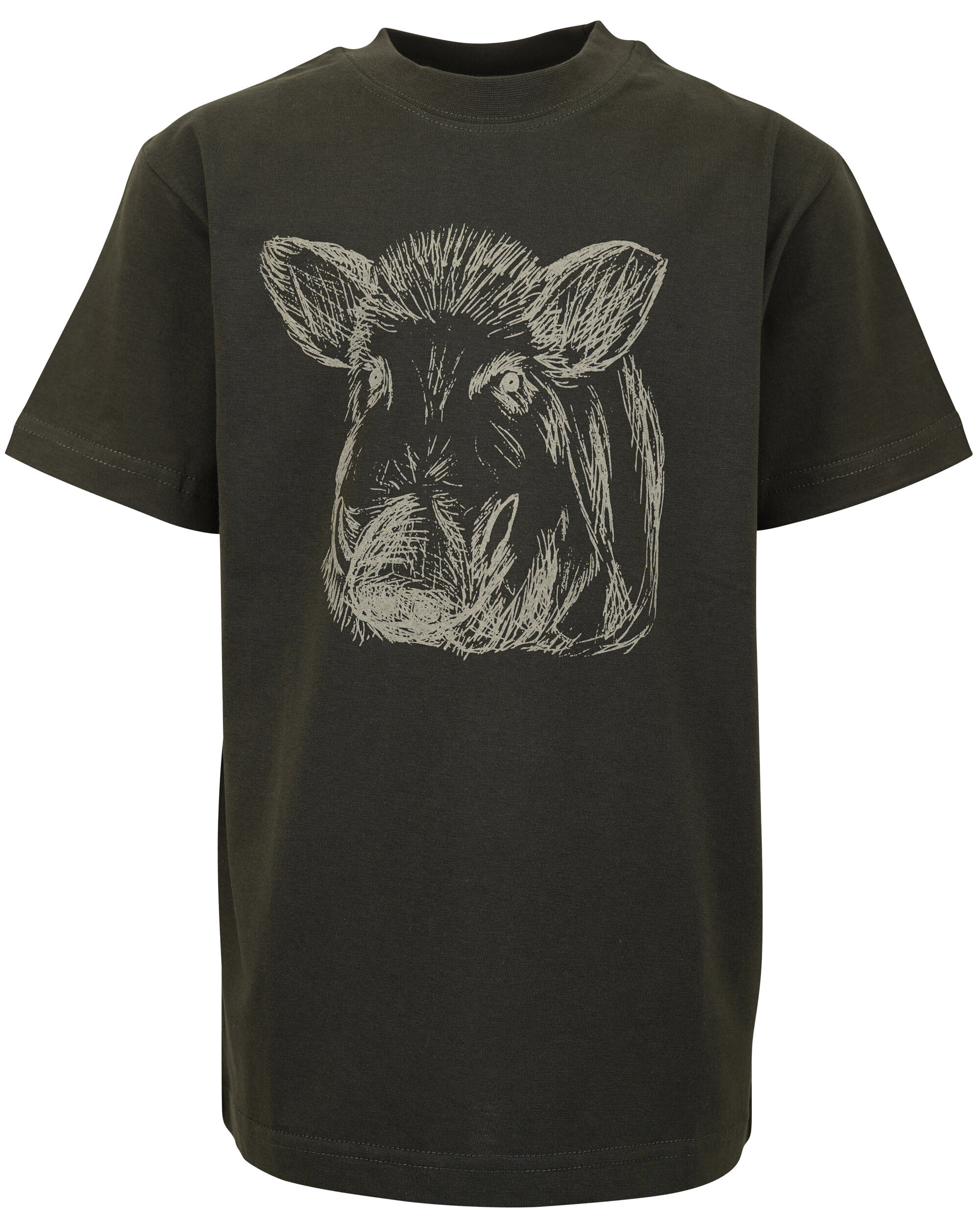 Hubertus Kinder-T-Shirt Keilerkopf (oliv)