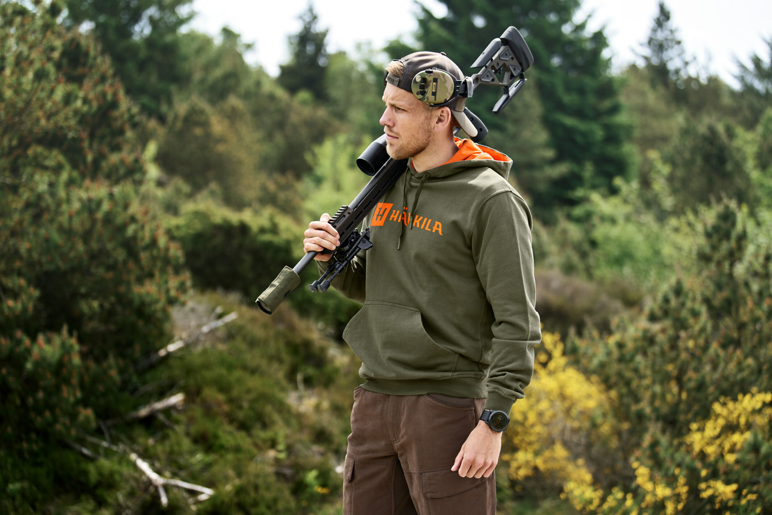 Härkila Identity Hoodie (Grape leaf/Mandarin orange)