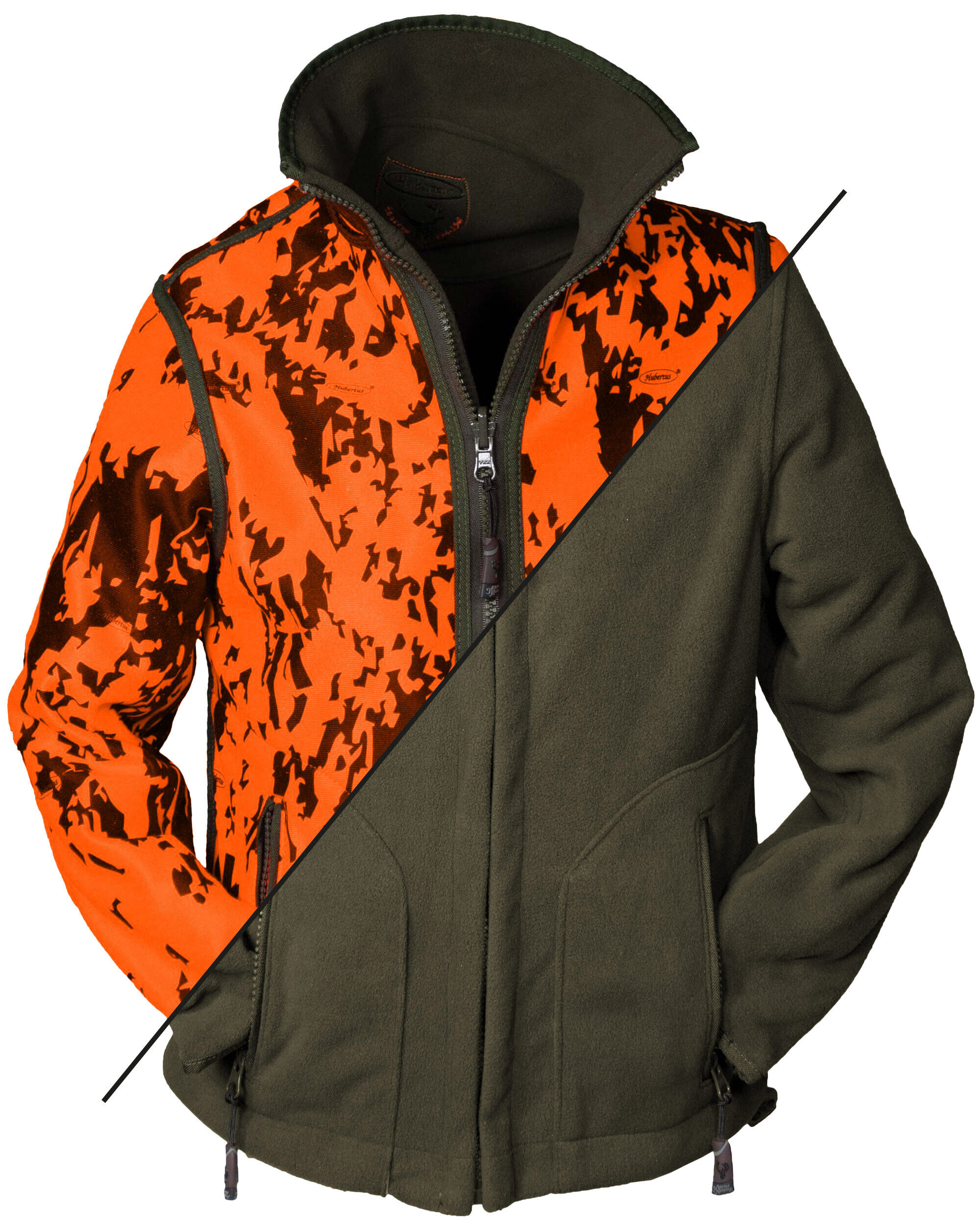 Hubertus Warn-Wendefleecejacke Pirsch Kinder (oliv/orange)