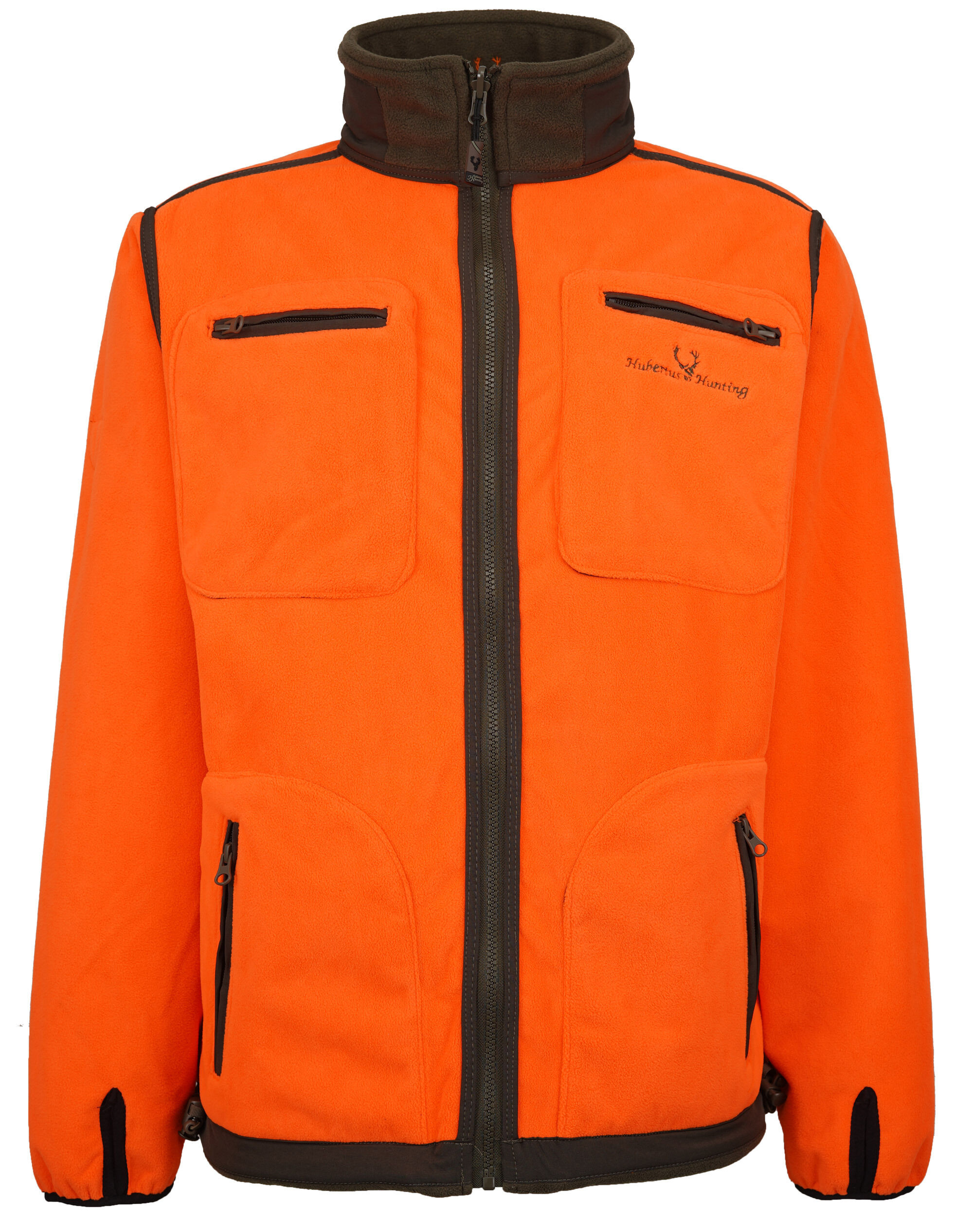 Hubertus Warn-Wende-Fleecejacke Windblocker (orange/oliv)
