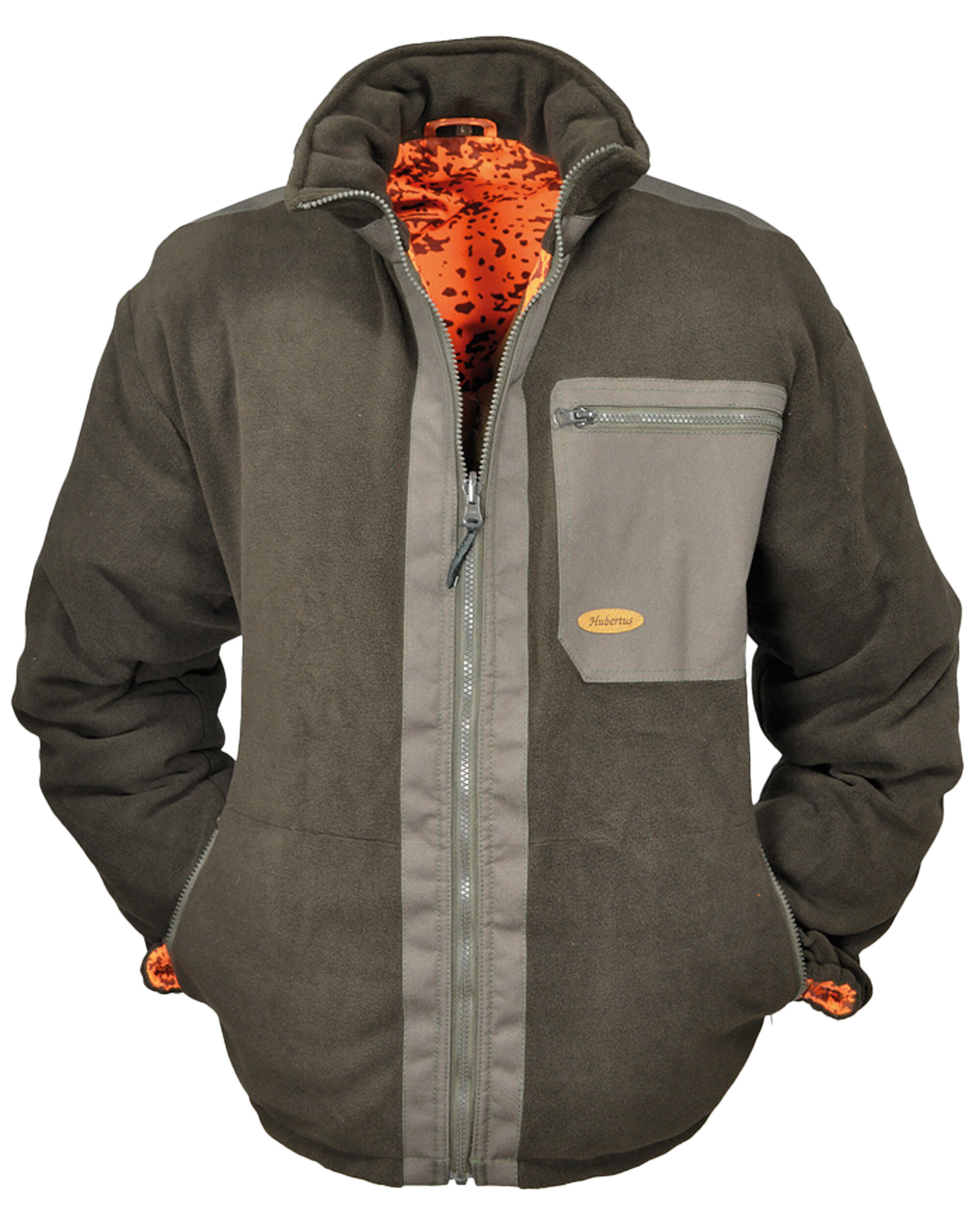 Hubertus Warn-Wendejacke Fleece Drückjagd (orange/oliv)