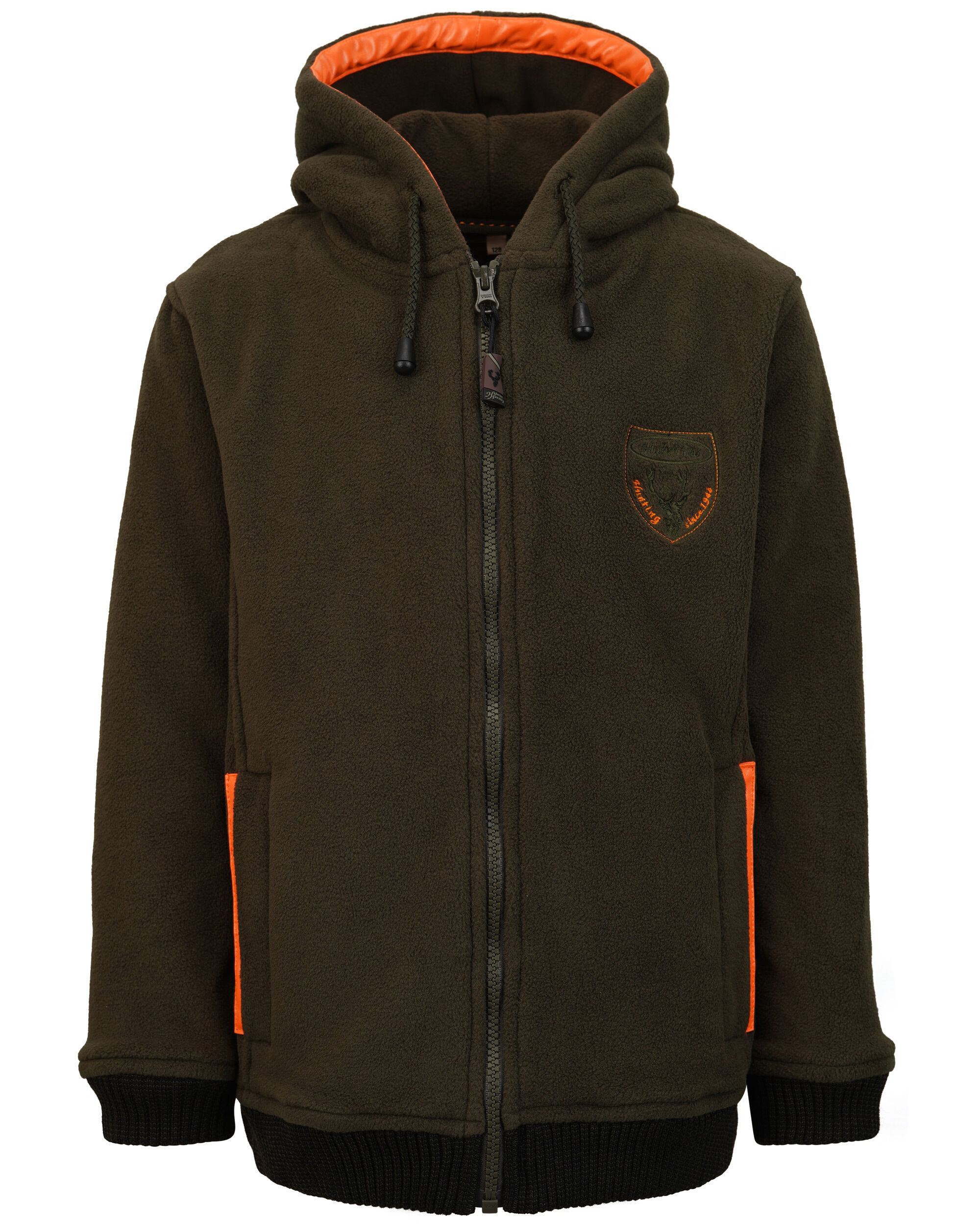 Hubertus Kinder-Fleecejacke mit Kapuze (oliv)