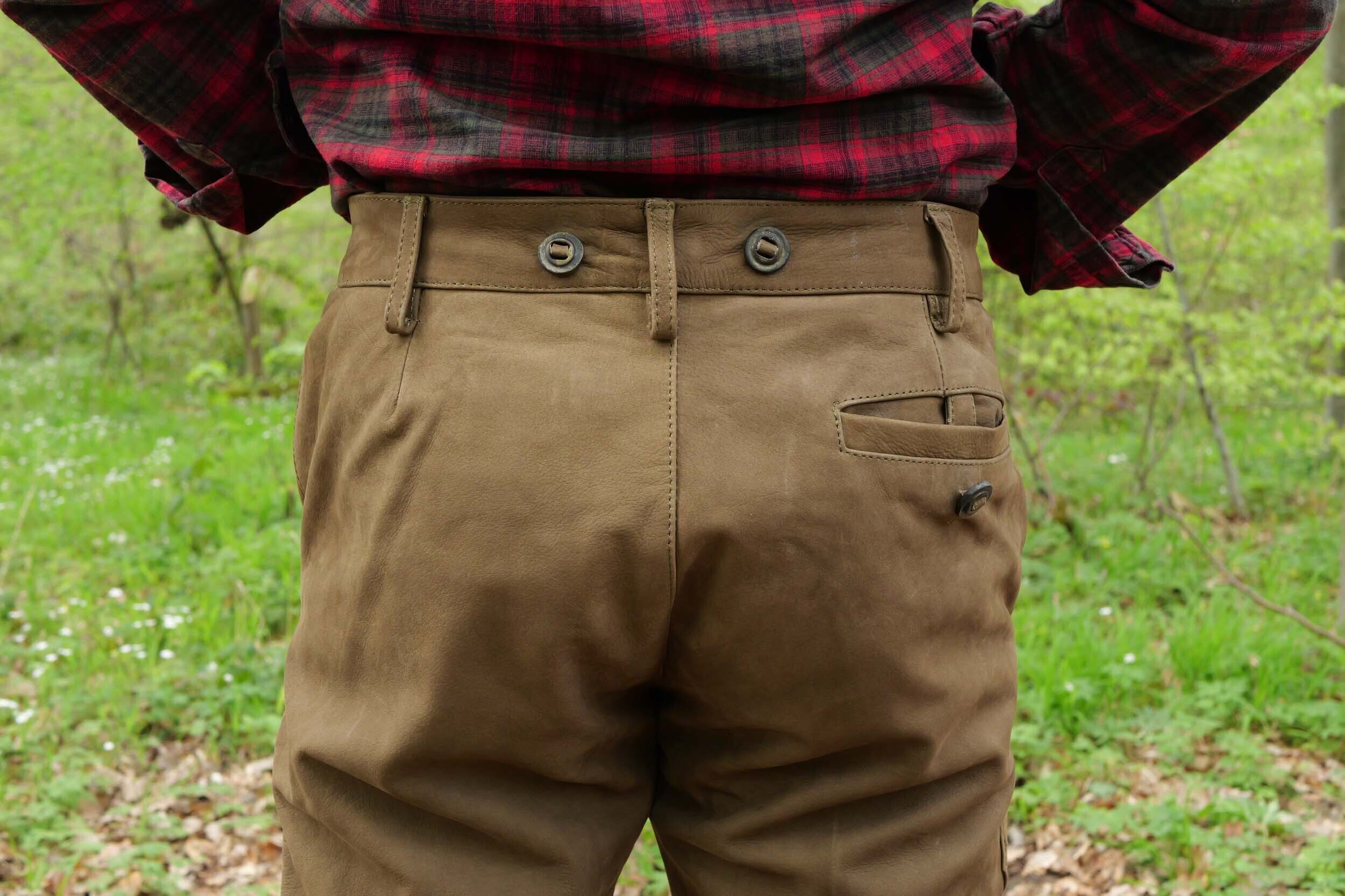 Hubertus Jagdhose Leder Trapper (oliv)