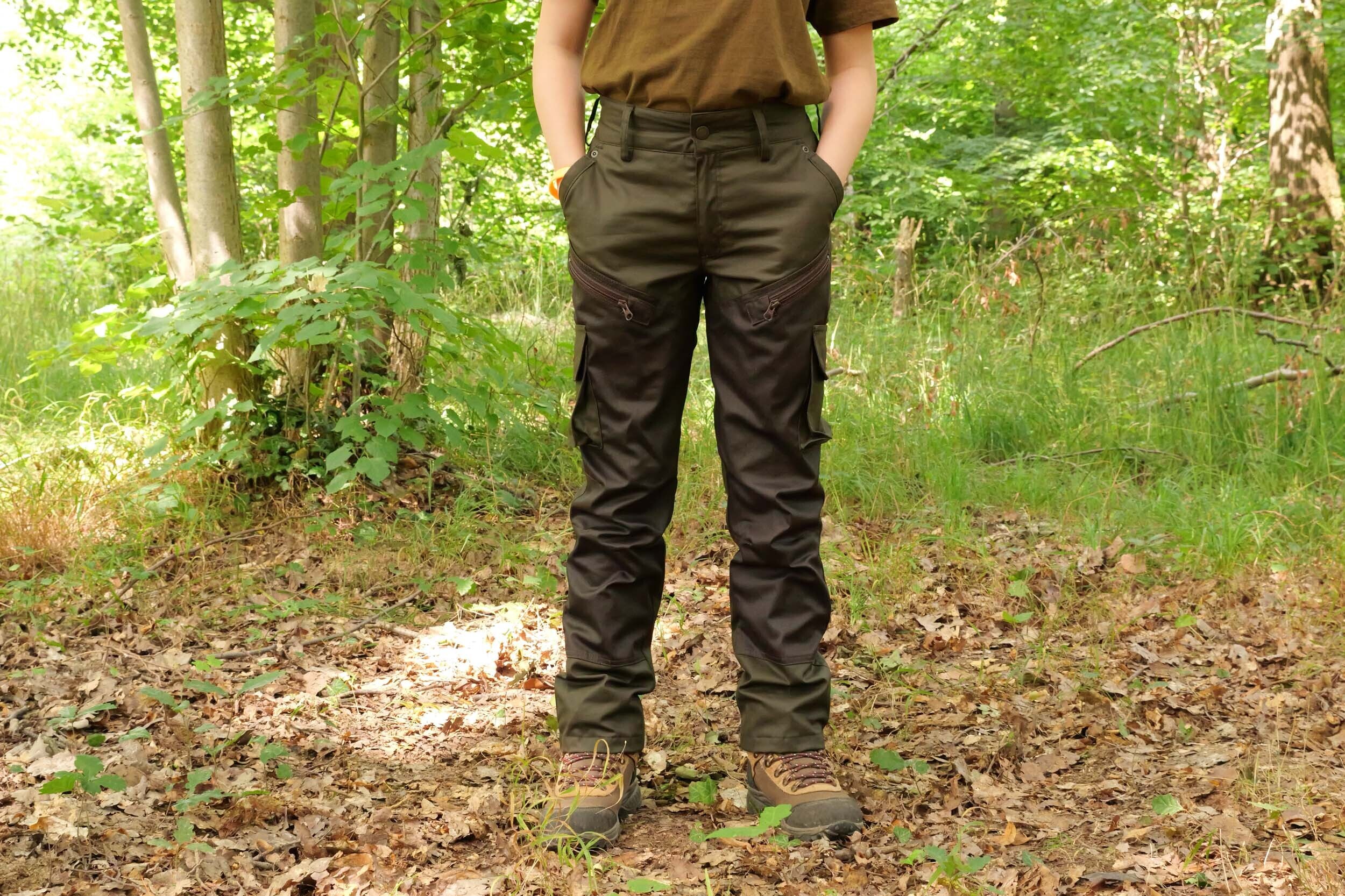 Hubertus Wachshose 2-farbig Kinder (oliv)