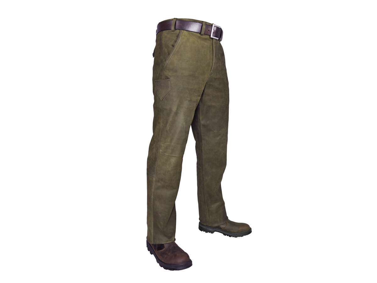 Hubertus Jagdhose Leder Trapper (oliv)