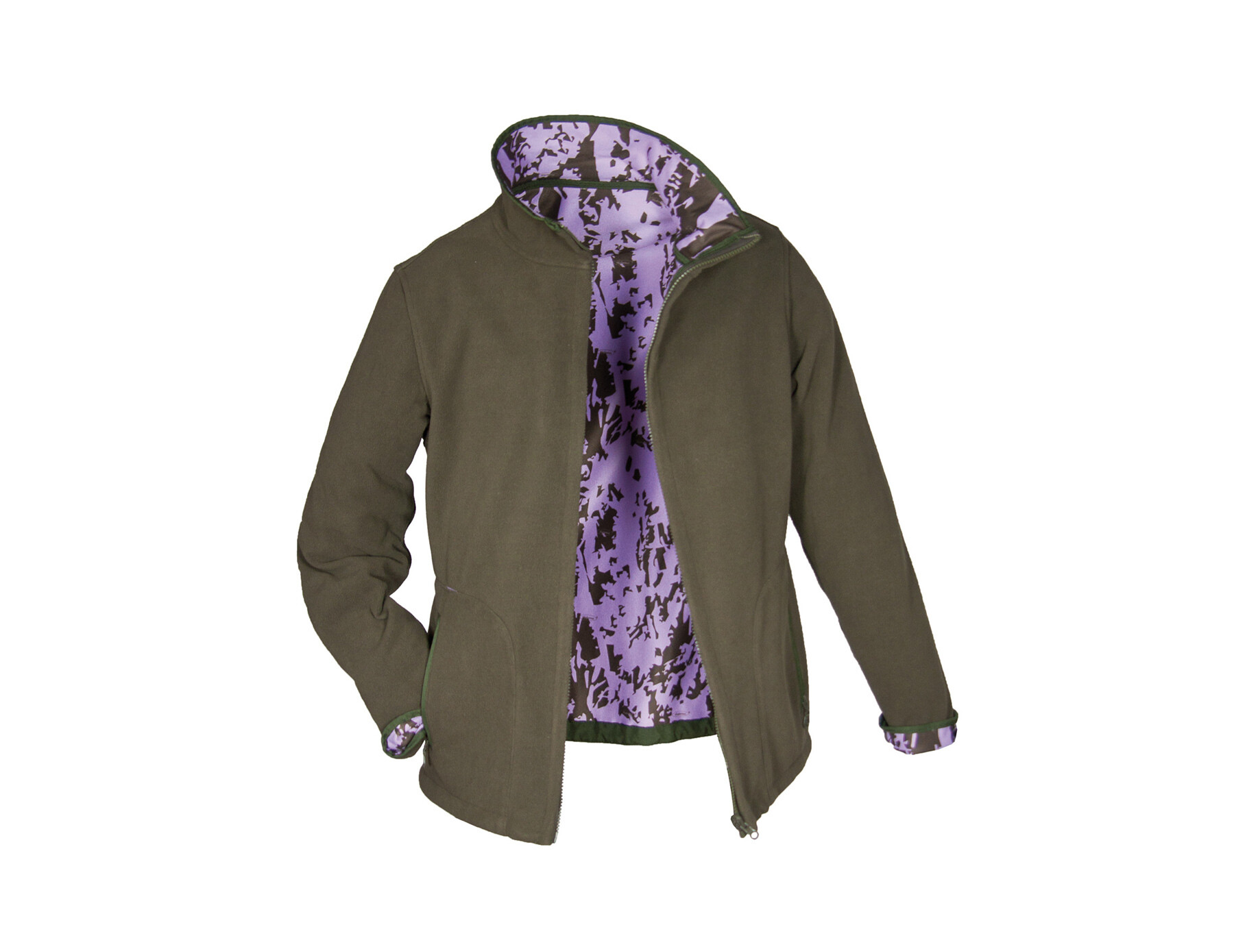 Hubertus Damen Wendefleece Jacke Pirsch (oliv/hell lila)