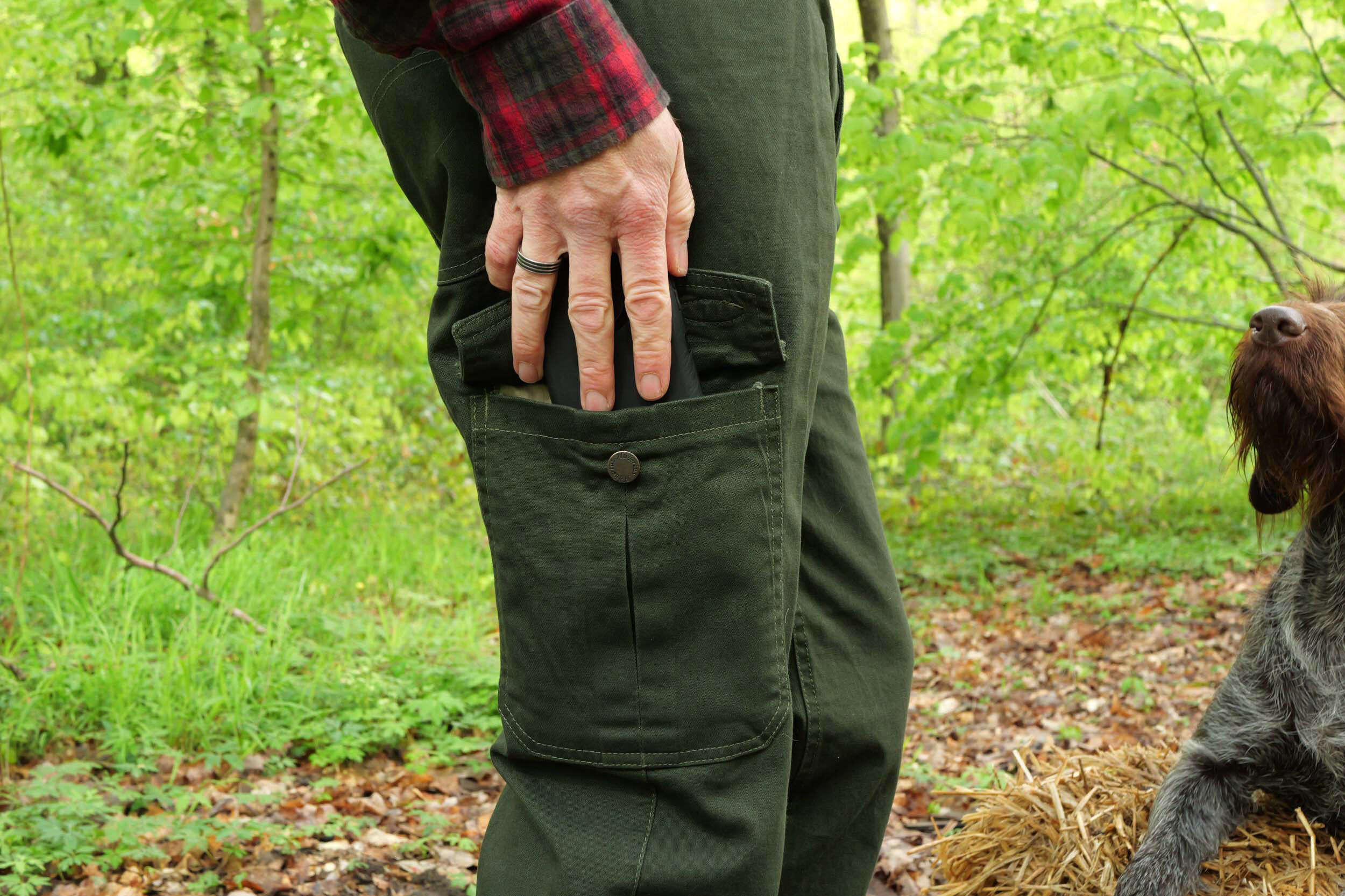 Hubertus Stretch Jagdjeans mit Beintasche (grün)